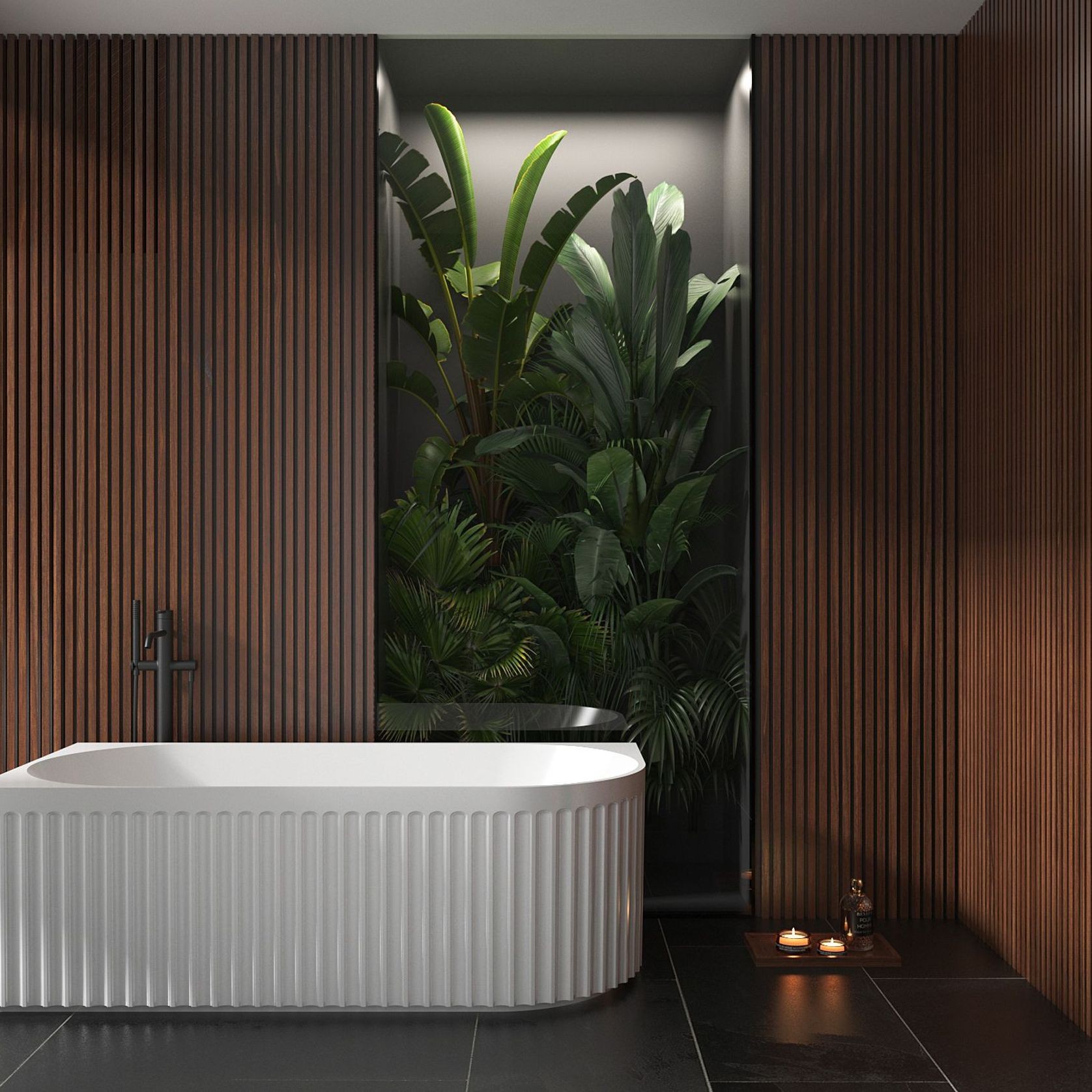 Left Corner Fluted Bathtub 1700mm gallery detail image