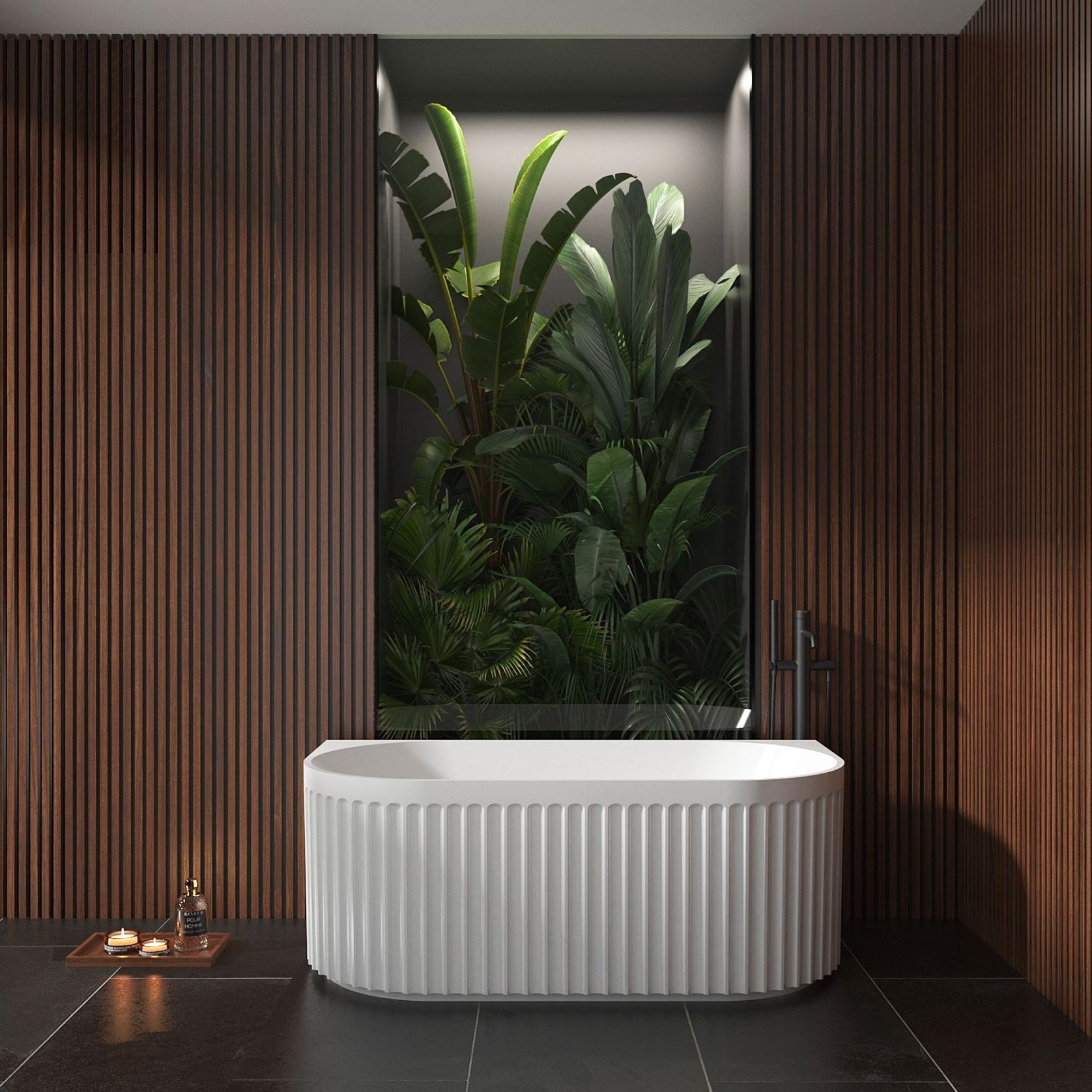 Back Mounted Fluted Bathtub 1500mm gallery detail image