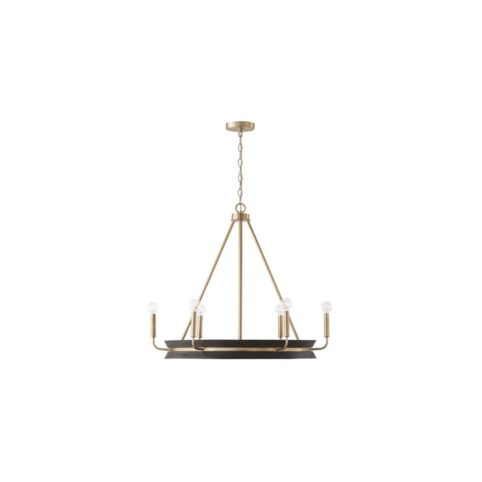 Rochester 6 Light Chandelier | Black & Matte Brass gallery detail image