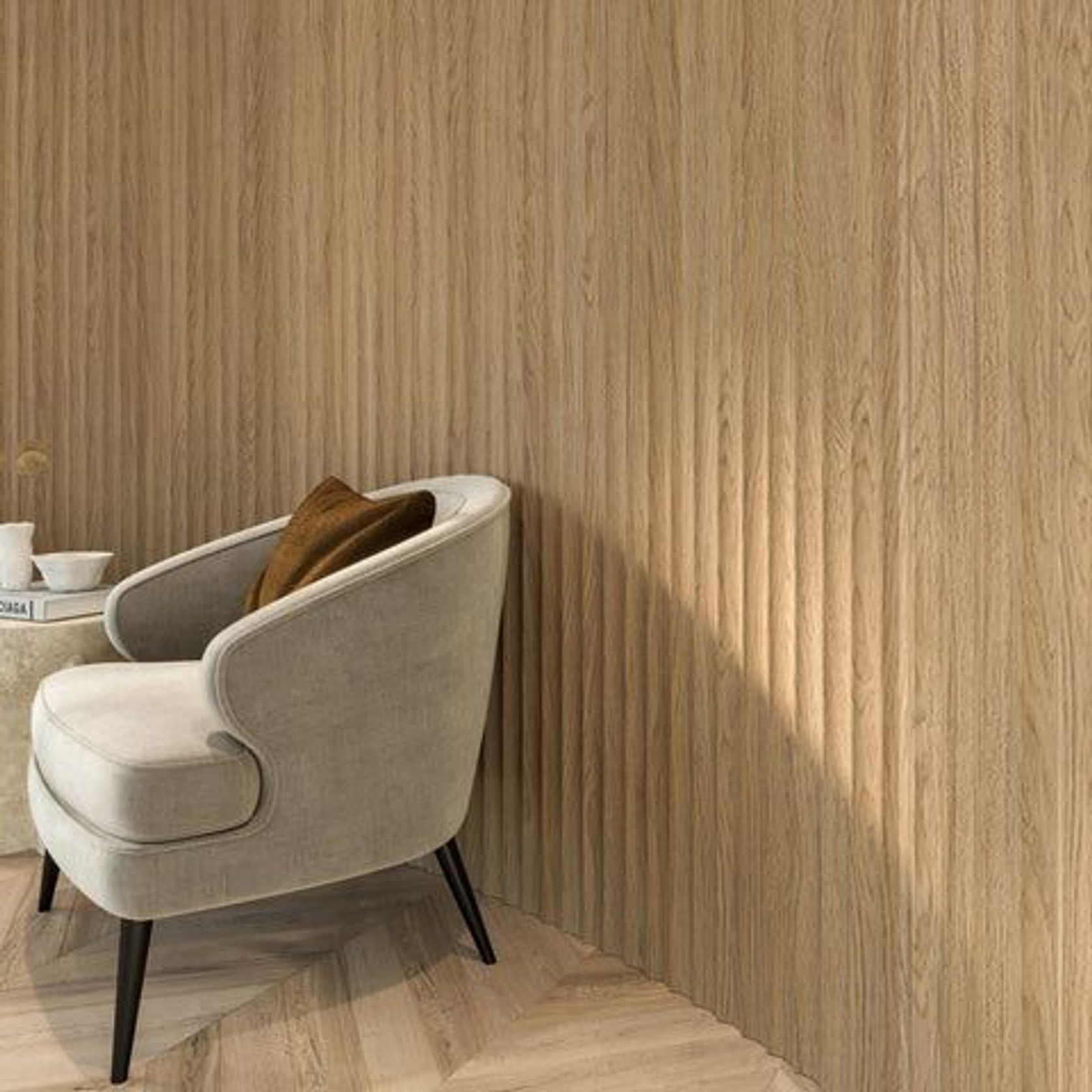 Linear Flex - Waved - White Oak Wall Panelling gallery detail image