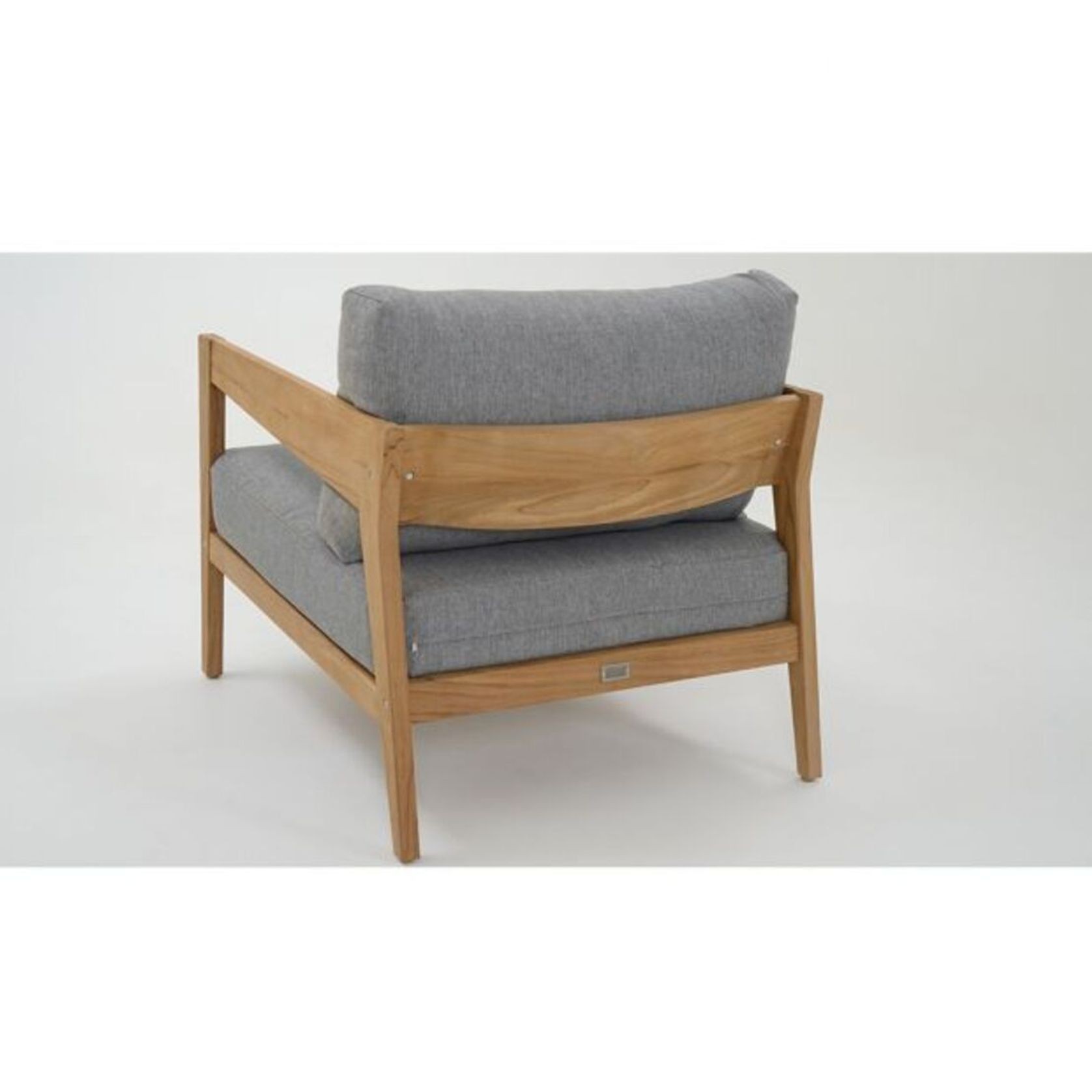 Caledonia Outdoor Teak Armchair with Grey Cushions gallery detail image