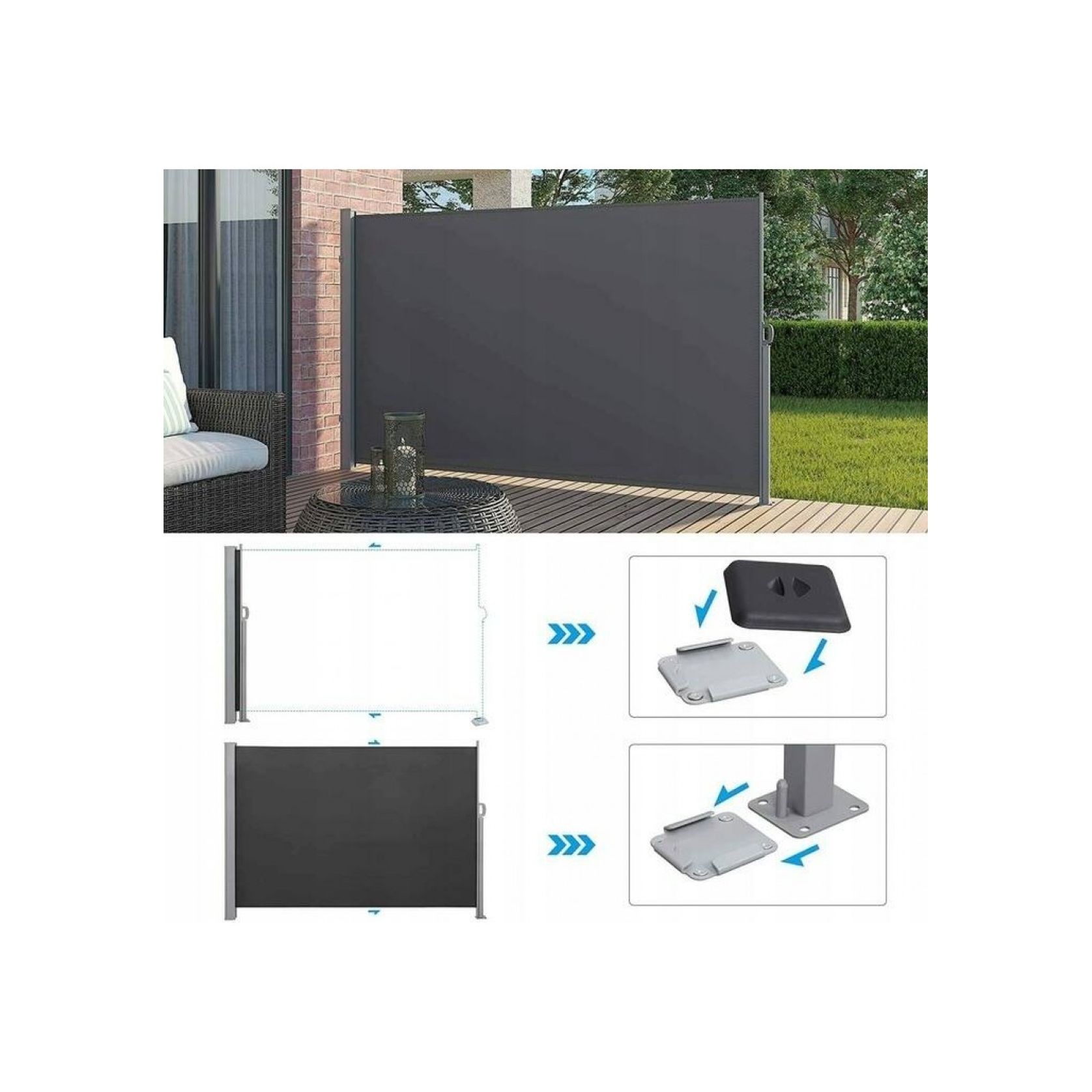 Aluminum Retractable Side Awning Shade 2 x 3m gallery detail image