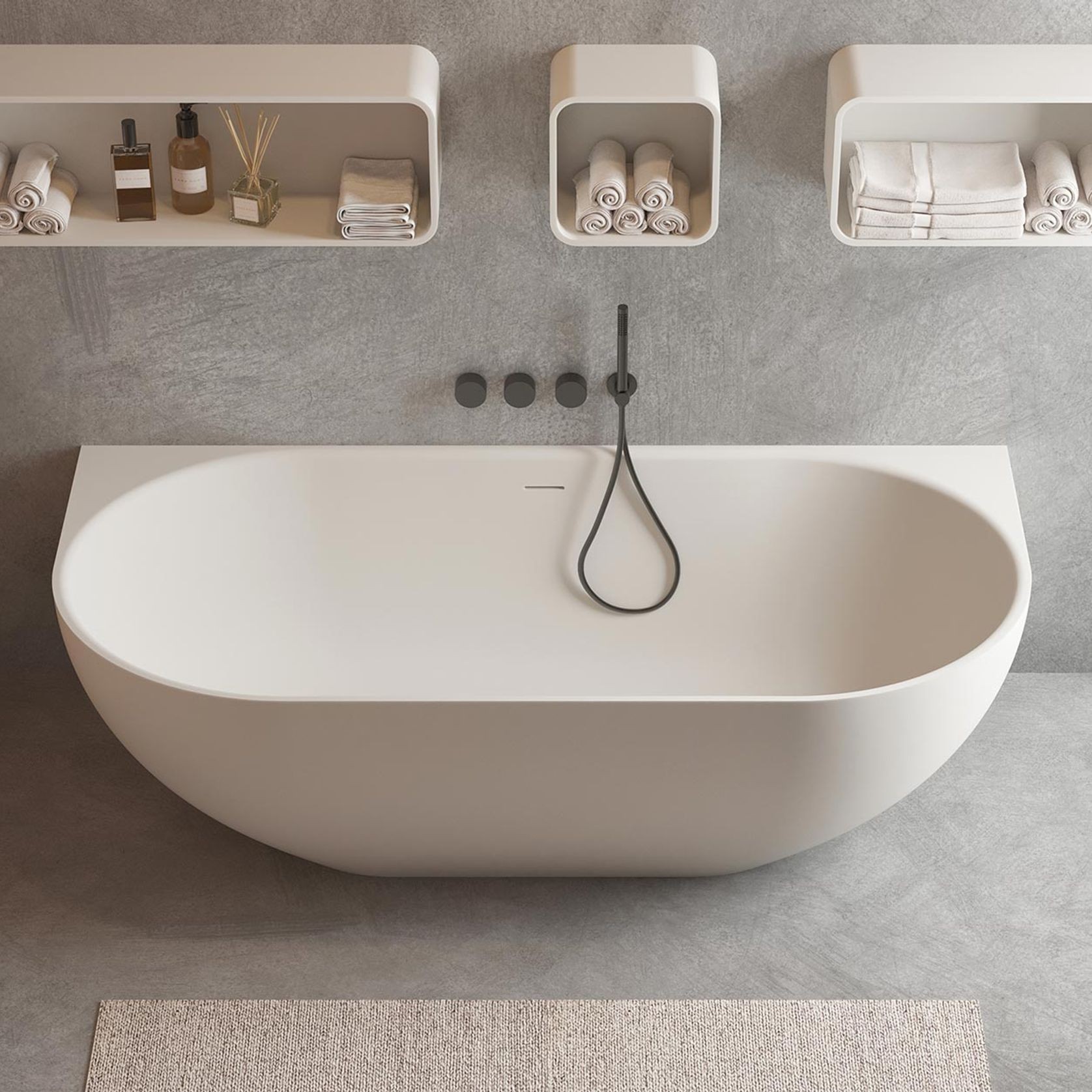 Justina 1700mm backtowall stone bath ArchiPro AU
