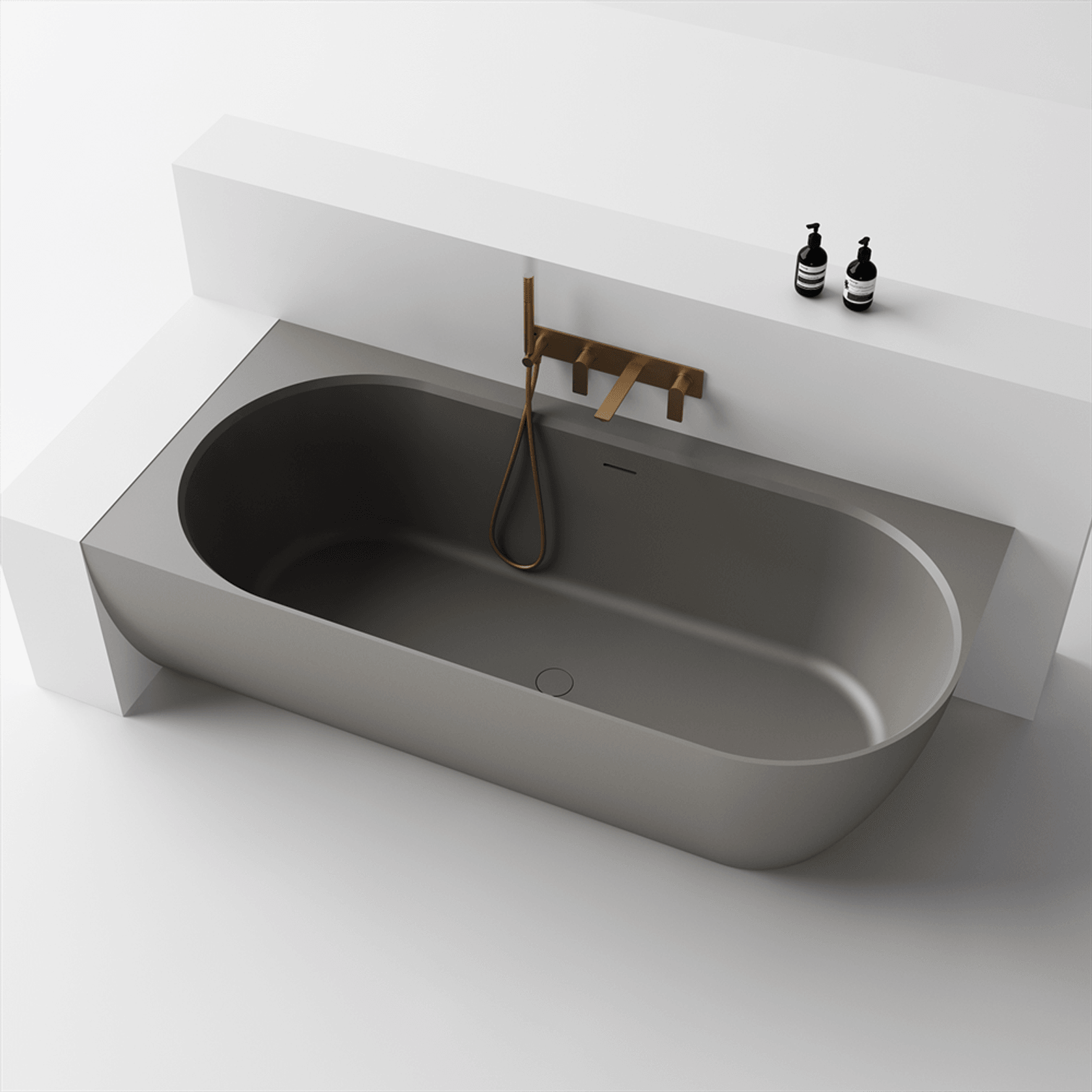 Justina Back-to-Corner Stone Baths - 1750mm gallery detail image