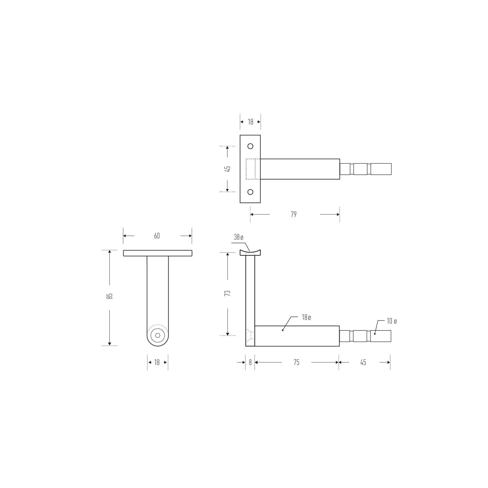 HB510 Stainless Steel Stair Rail Bracket gallery detail image