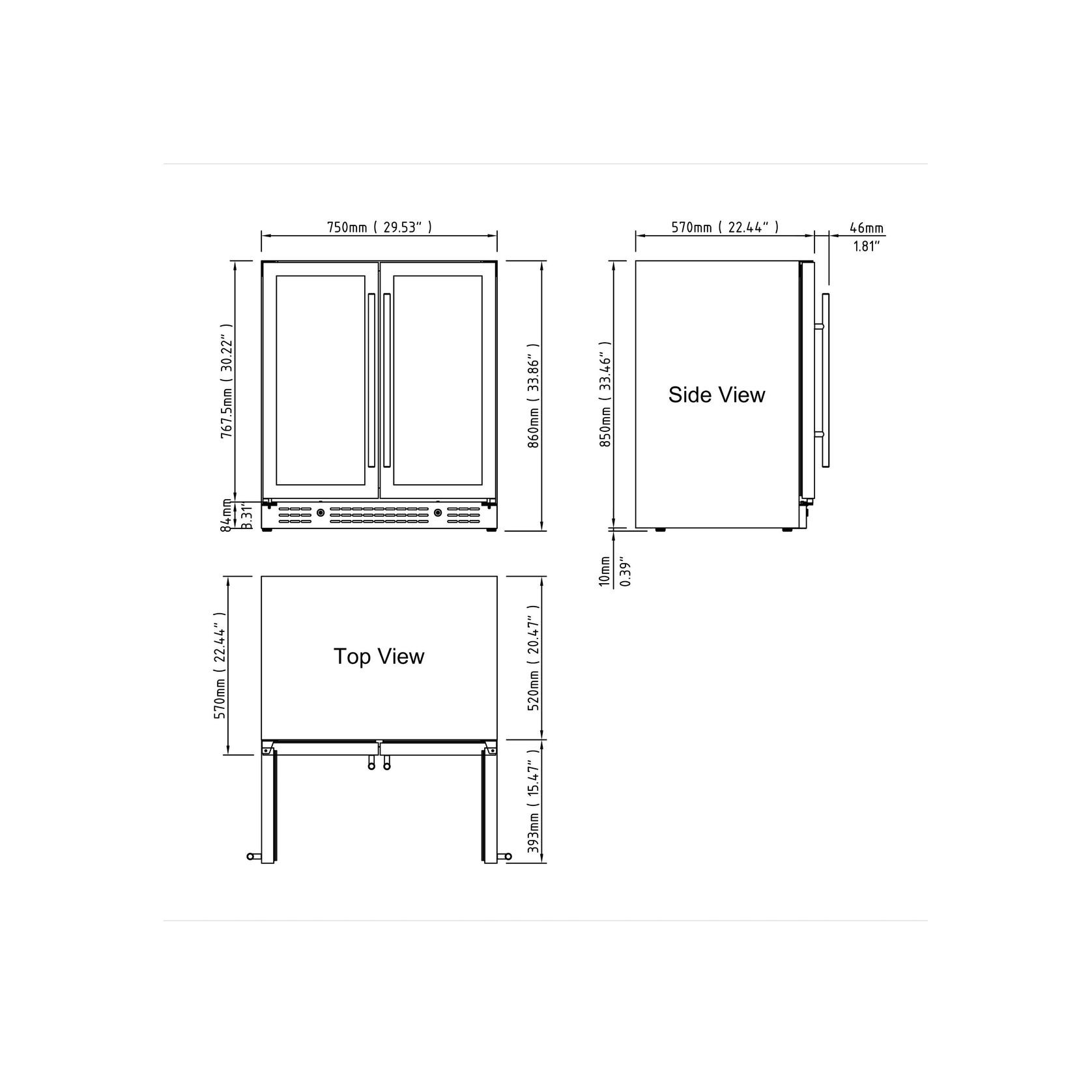 750mm Wide Under bench Low-E Glass Door Wine and Beer gallery detail image