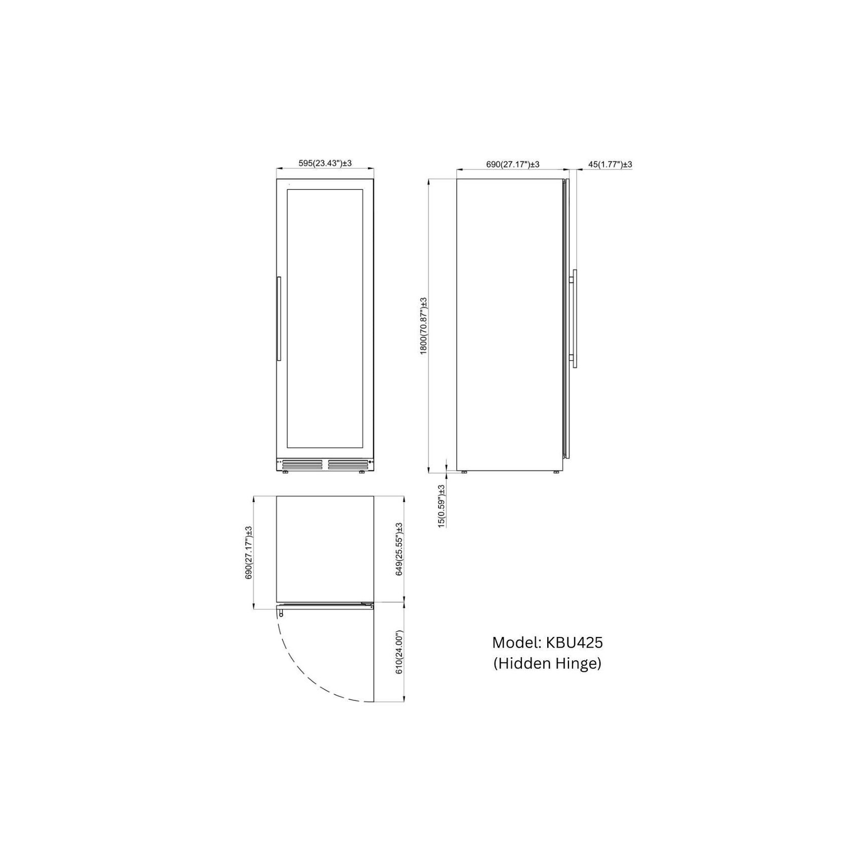 1800mm High Upright Wine & Beverage Fridge - 3 Zones gallery detail image