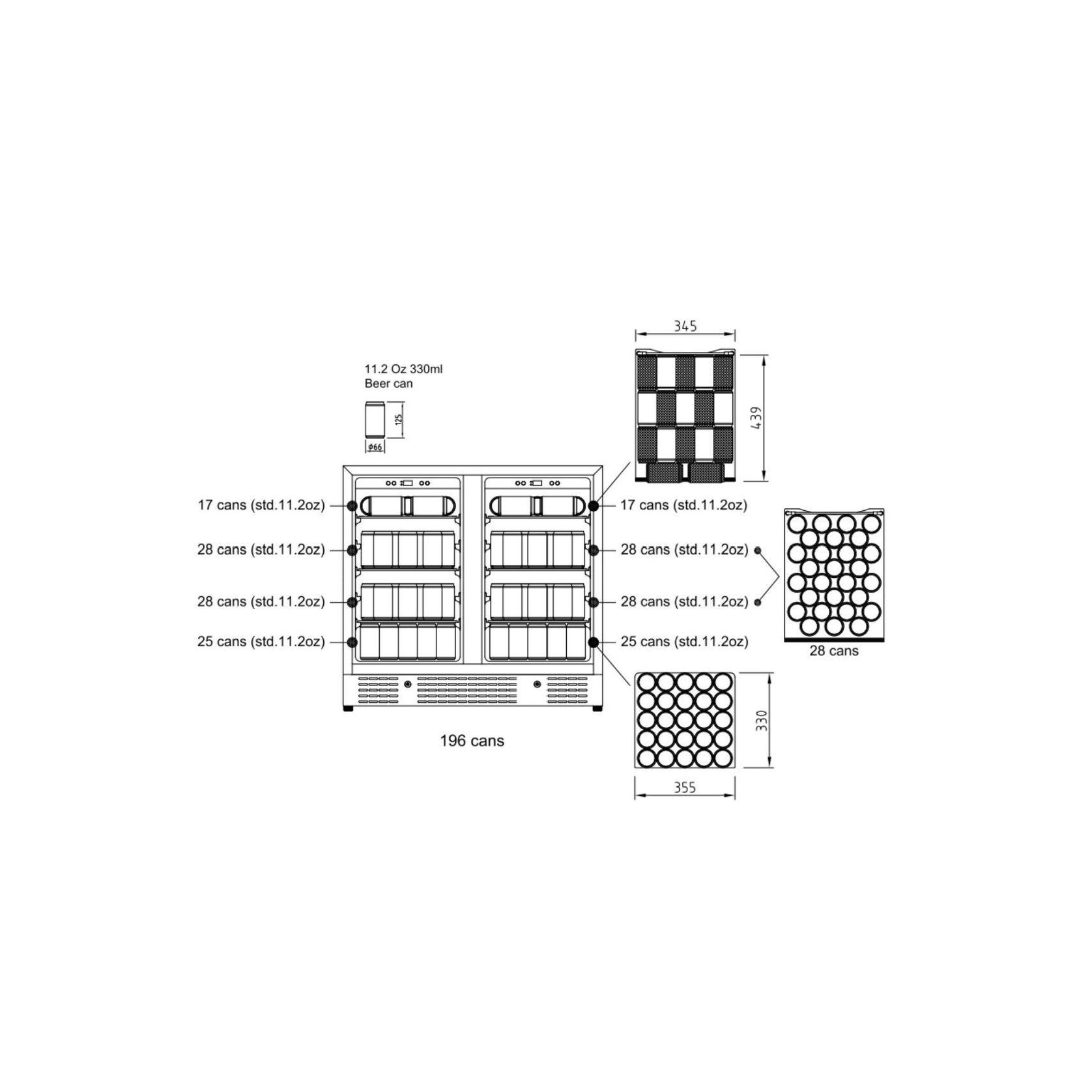 900mm Wide Under Bench Dual Zone Beverage Fridge gallery detail image