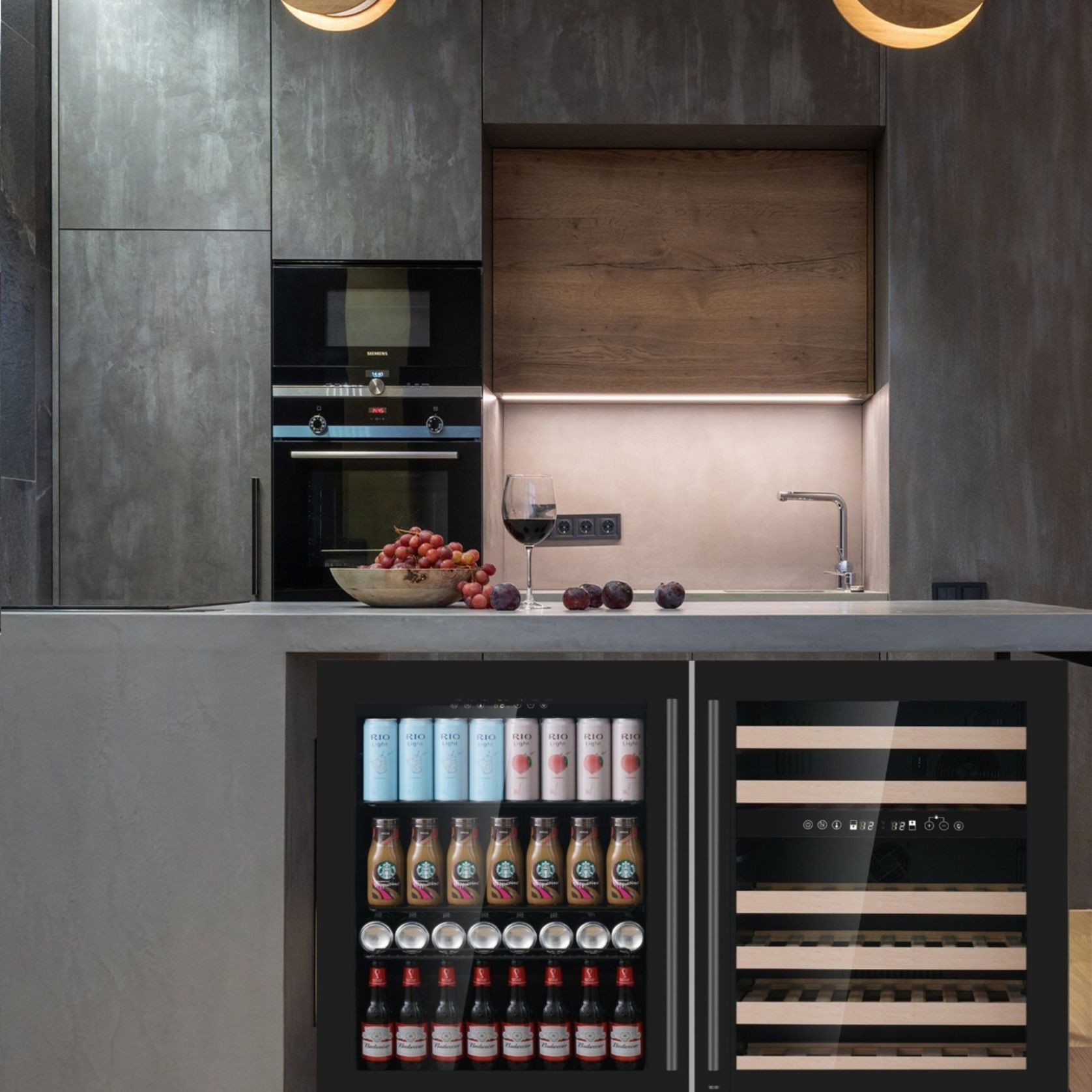 1200mm Wide Under Bench Wine Fridge and Bar - 3 Zones gallery detail image