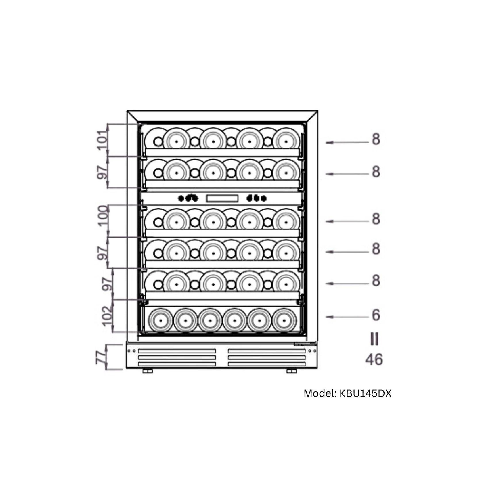 1200mm Wide Under Bench Wine Fridge and Bar - 3 Zones gallery detail image