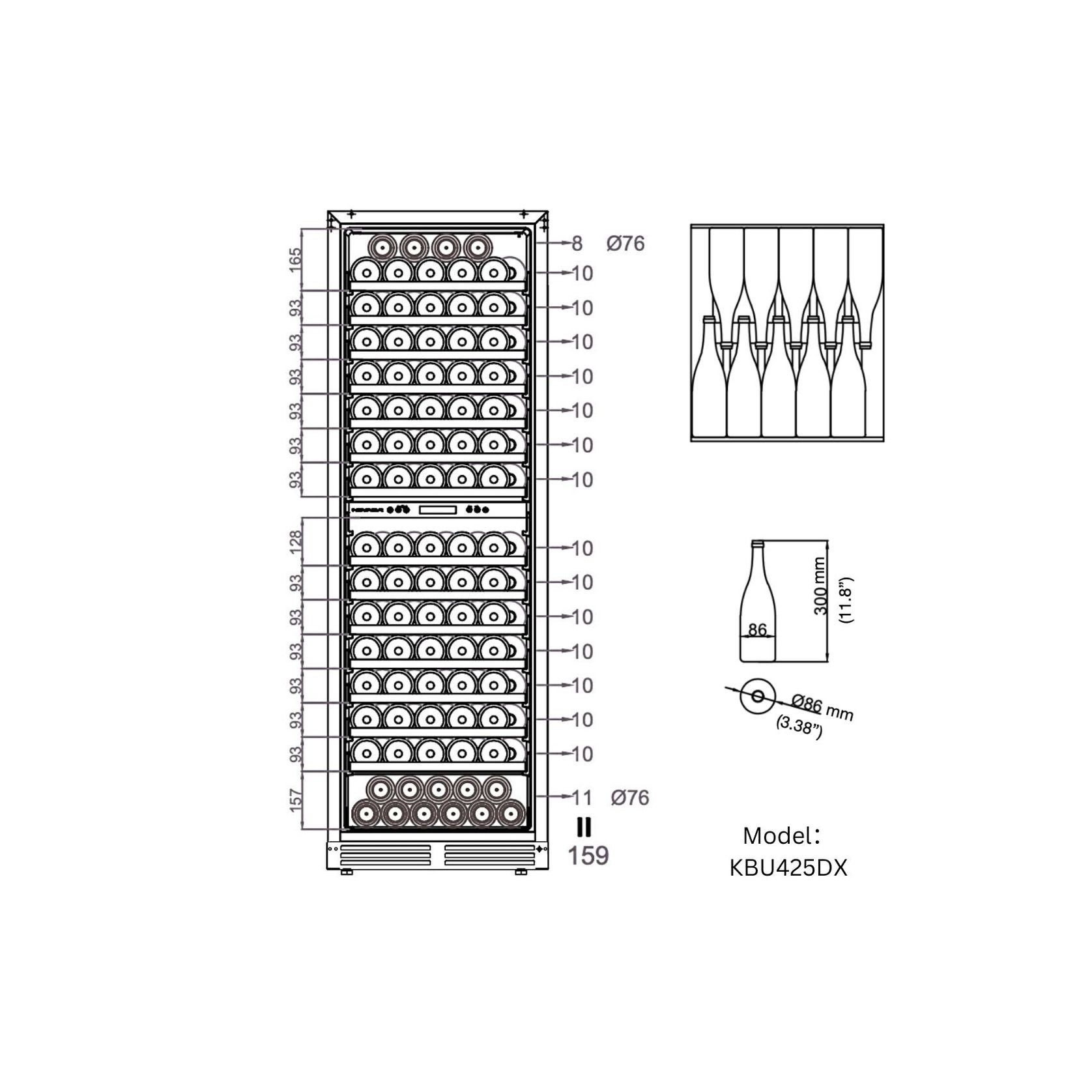 1800mm High Upright Wine & Beverage Fridge - 3 Zones gallery detail image
