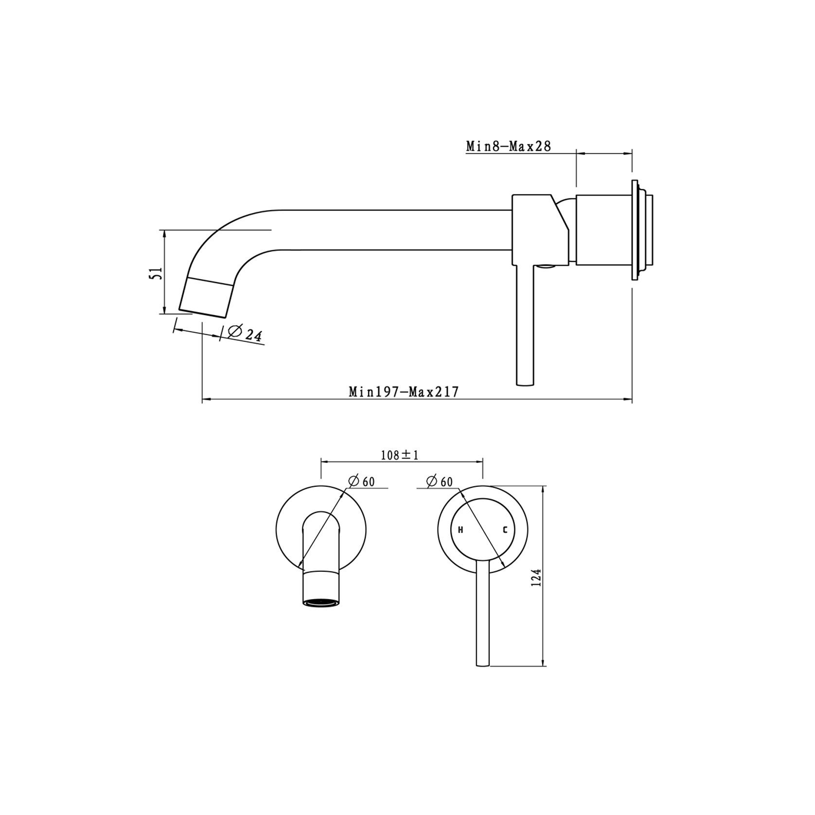 Lucid Pin Spout Mixer Trim Kit Light Brushed Brass gallery detail image