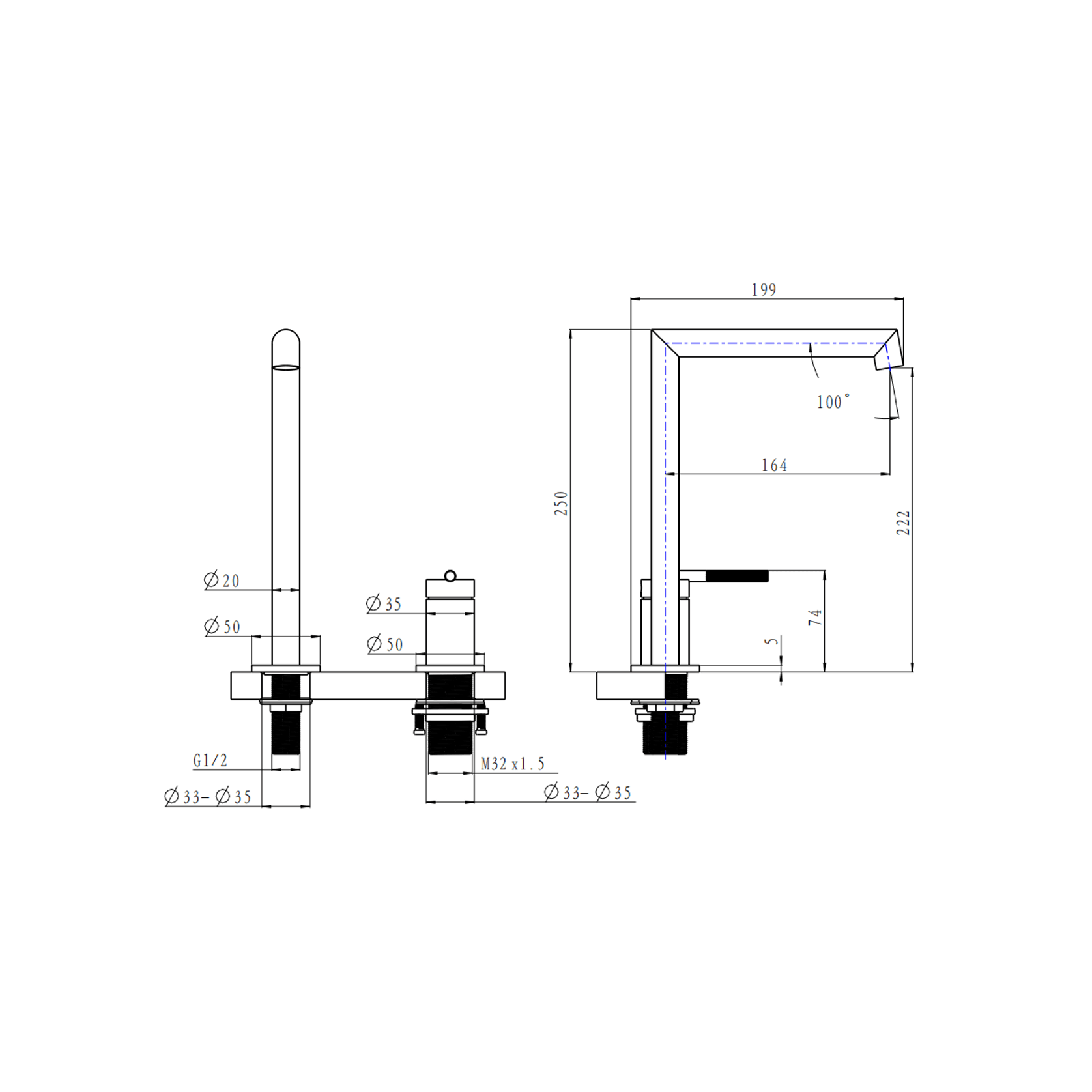 Caddence Split Type Basin Mixer Brushed Nickel gallery detail image