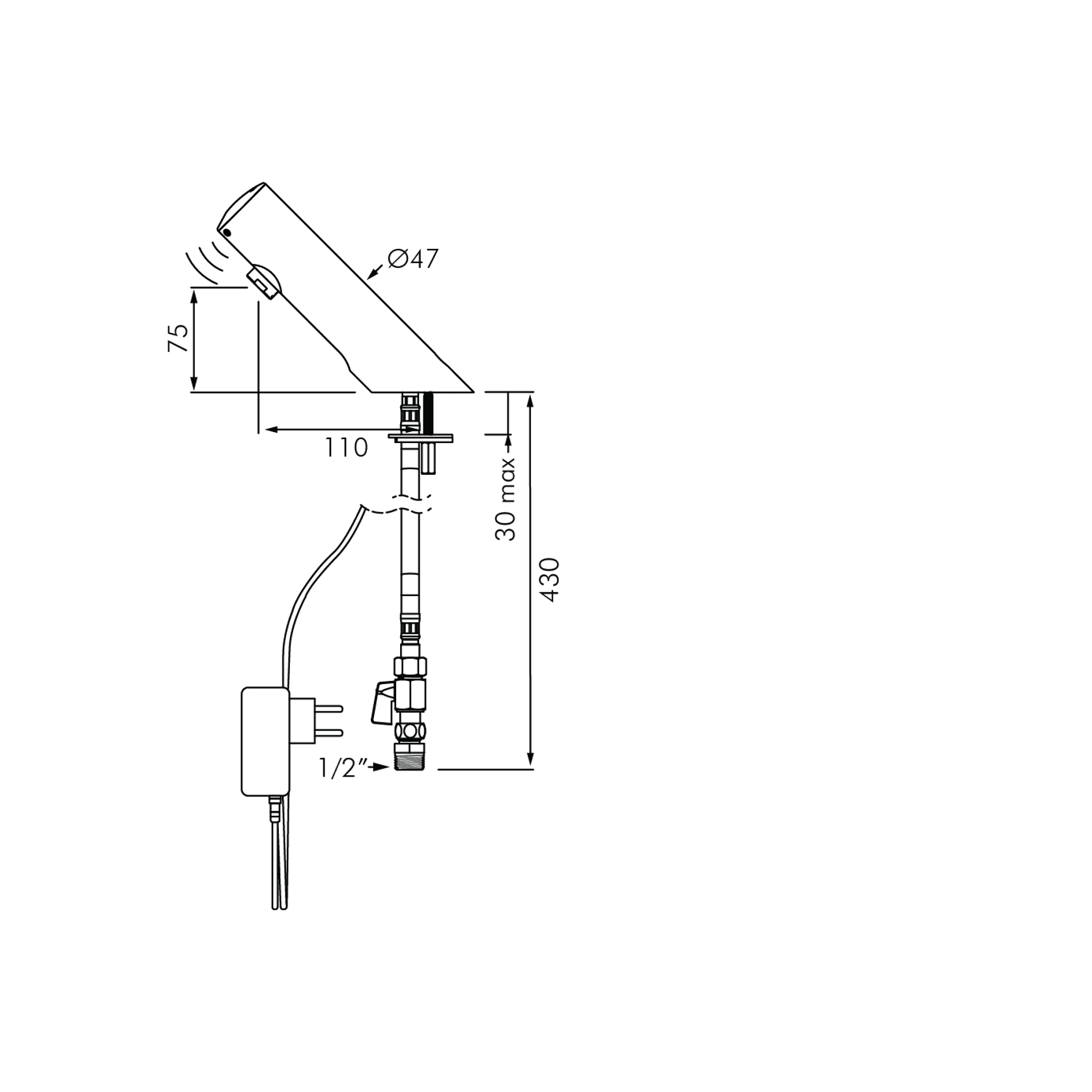 DELABIE Tempomatic 4 battery 6V basin tap - Lead free* gallery detail image