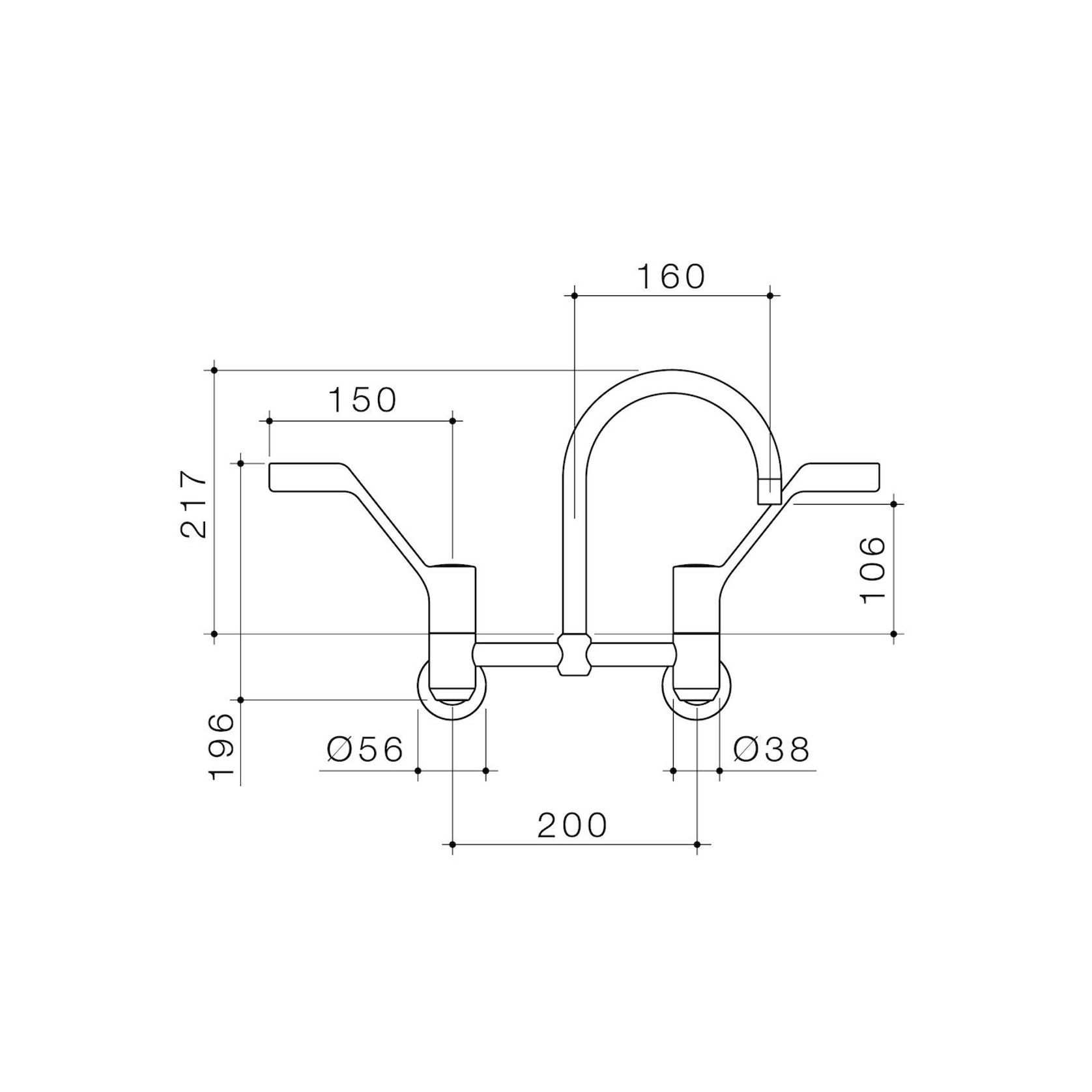 G Series+ Exposed Wall Sink Set 160mm Outlet + 150mm Handles gallery detail image