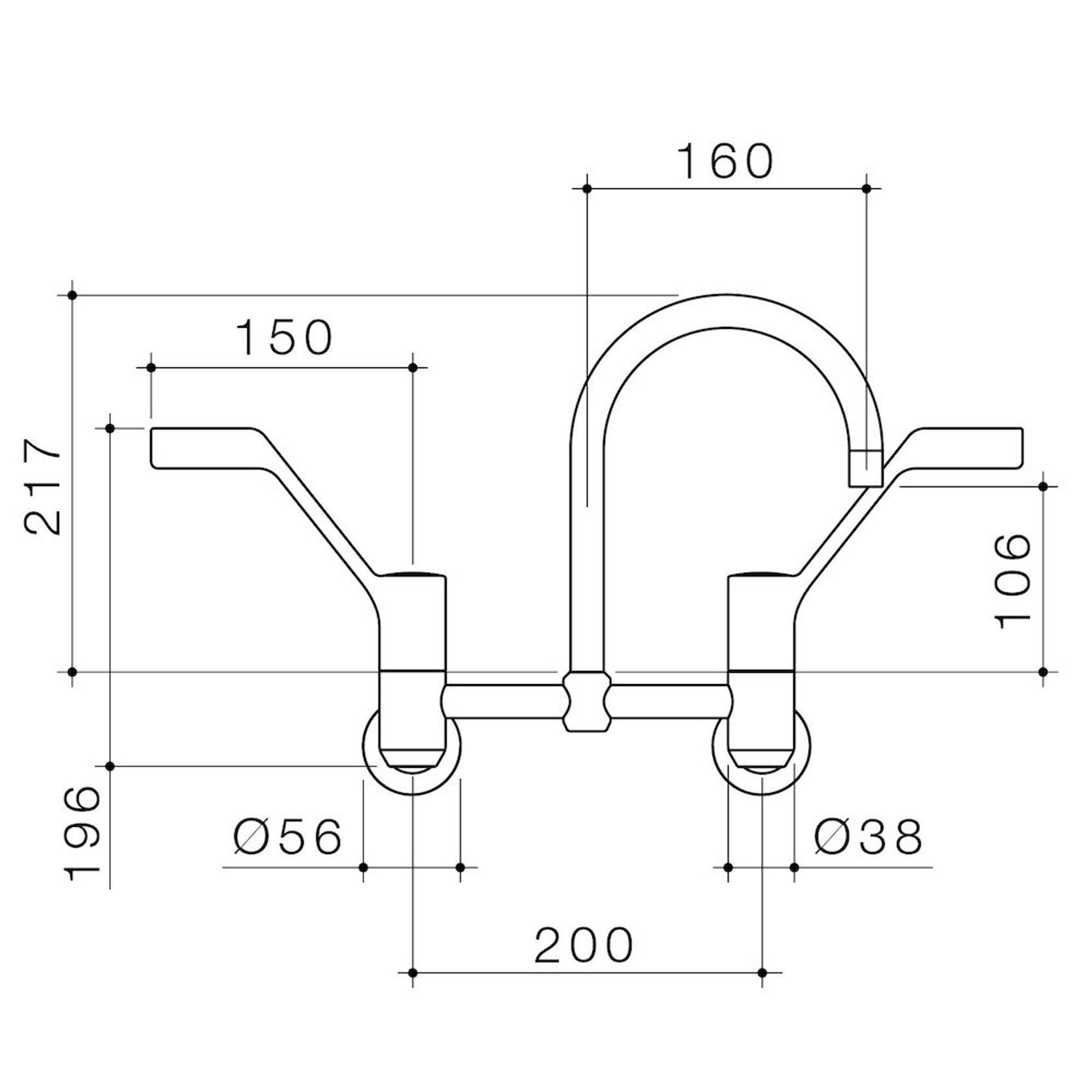 G Series+ Exposed Wall Sink Set 160mm Outlet + 150mm Handles gallery detail image