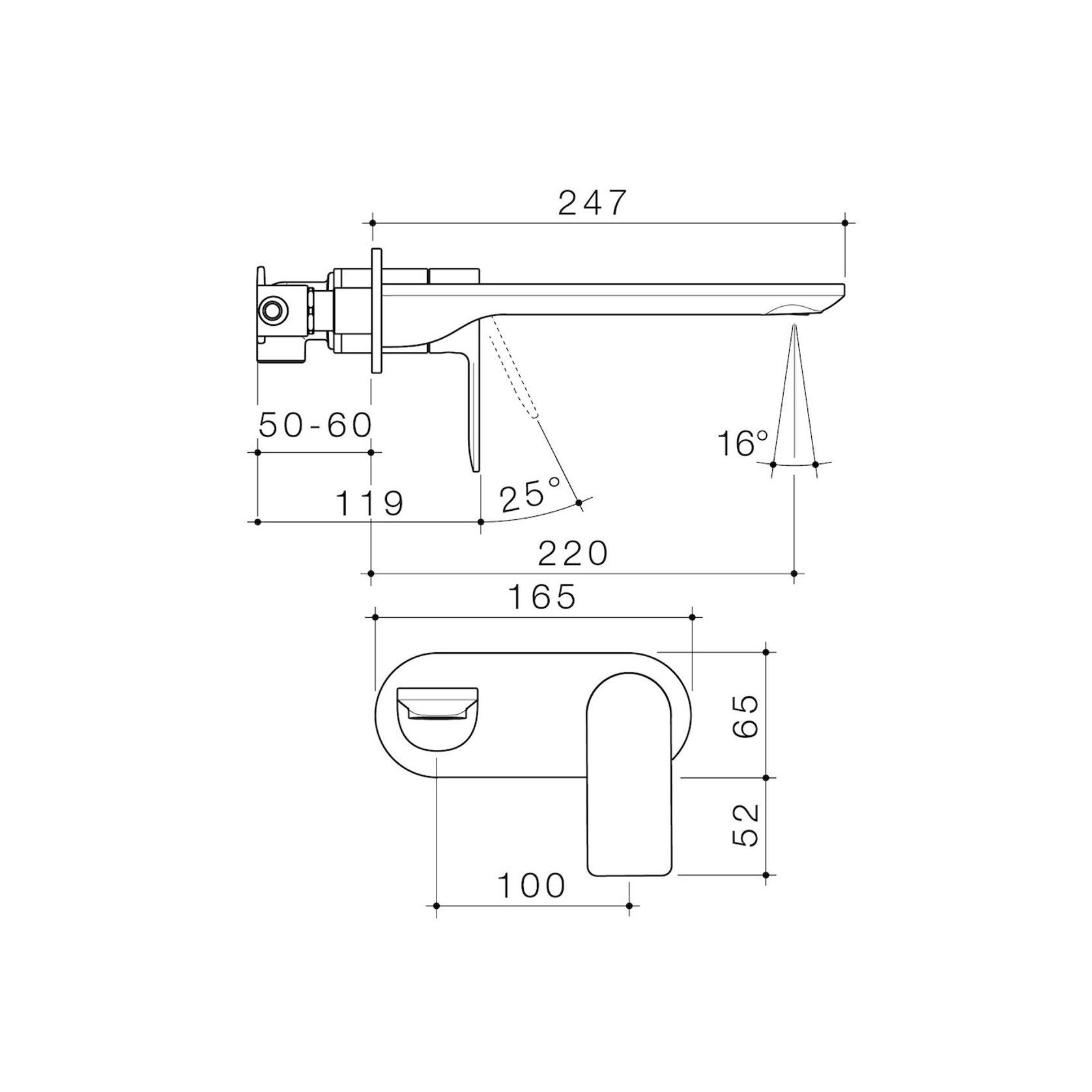 Urbane II Wall Basin/Bath Mixer 220mm Rounded Cover gallery detail image
