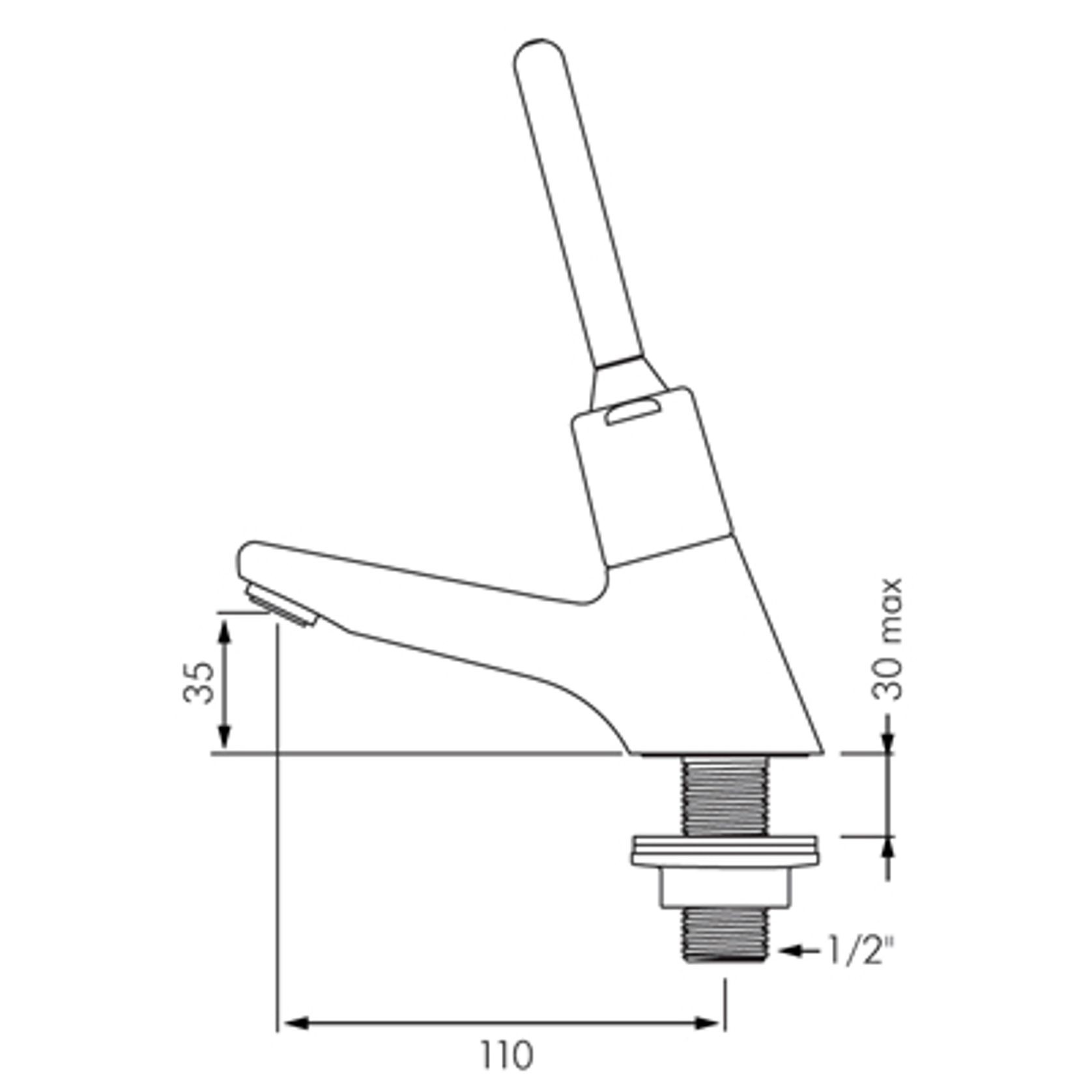 Delabie Tempostop Time Flow Basin Tap Lever Operated gallery detail image