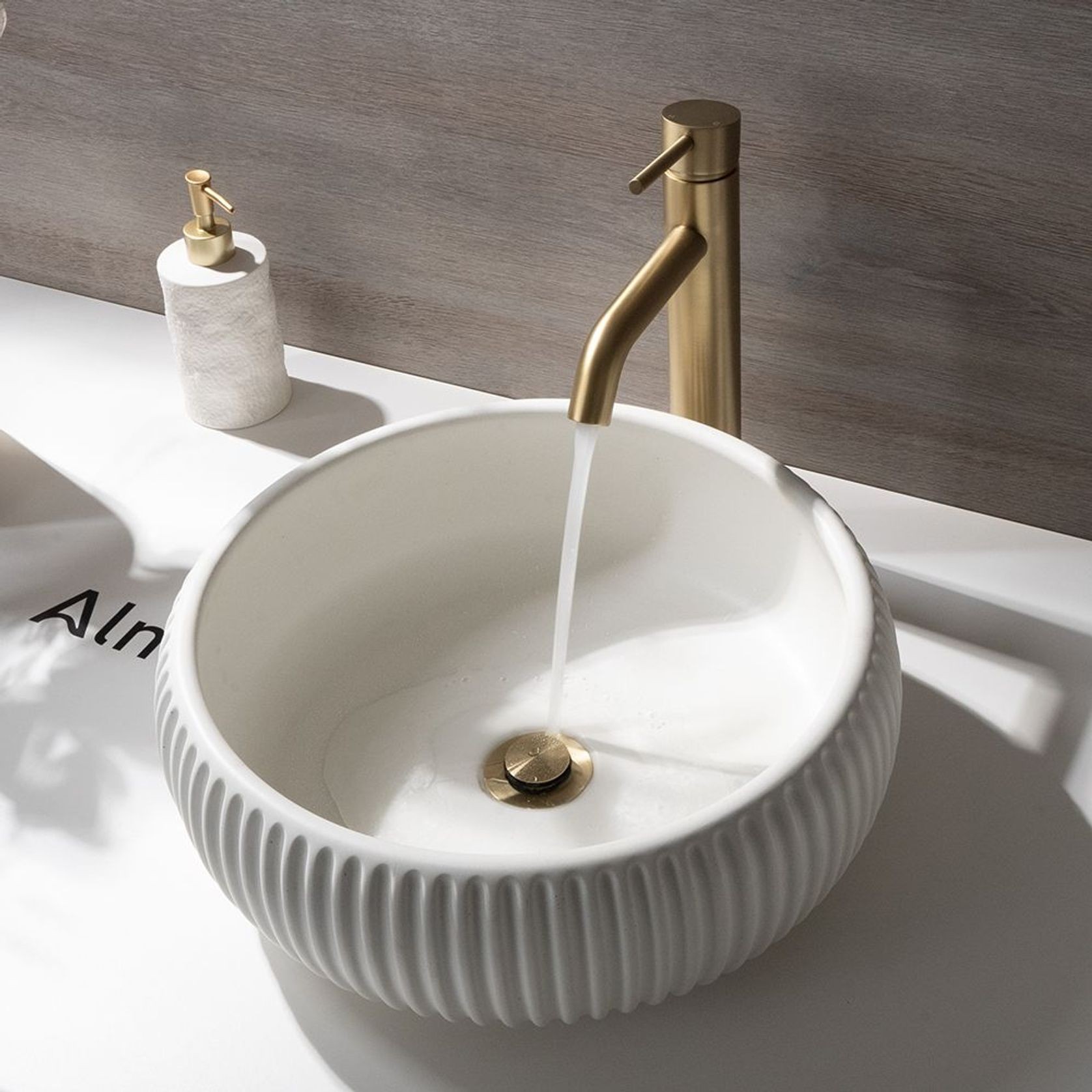 Mira Brushed Brass Gold Tall Basin Mixer gallery detail image