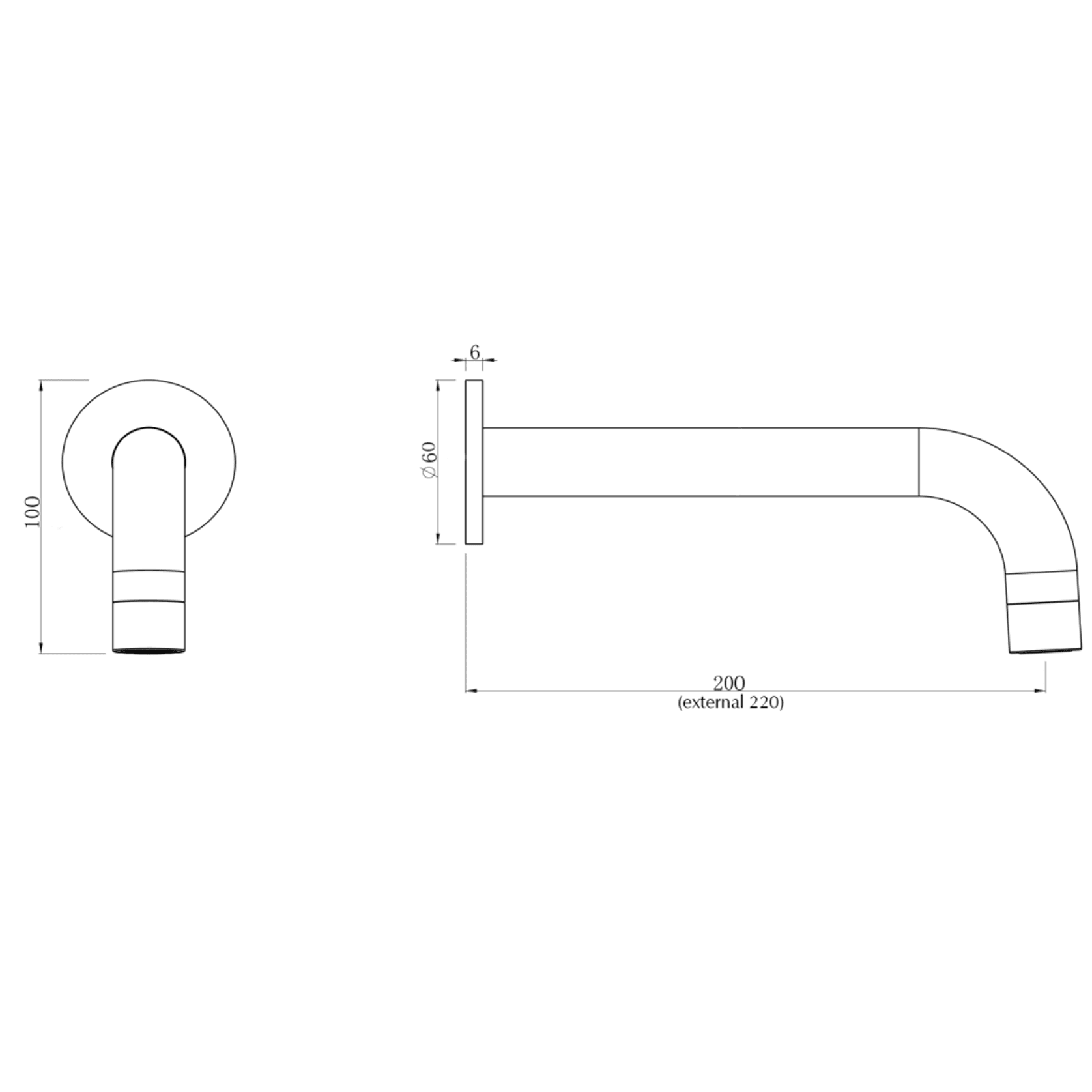 LVB Mica Bath/Basin Spout | 220mm | Curved Spout gallery detail image