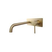 Lucid Pin Wall Mixer With Spout Brushed Brass gallery detail image