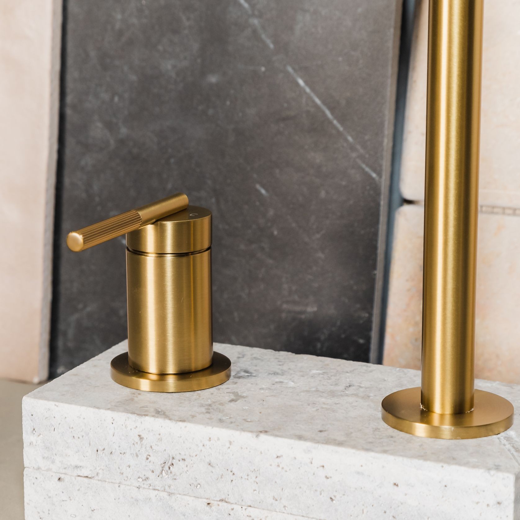 Caddence Split Type Basin Mixer Brushed Brass gallery detail image