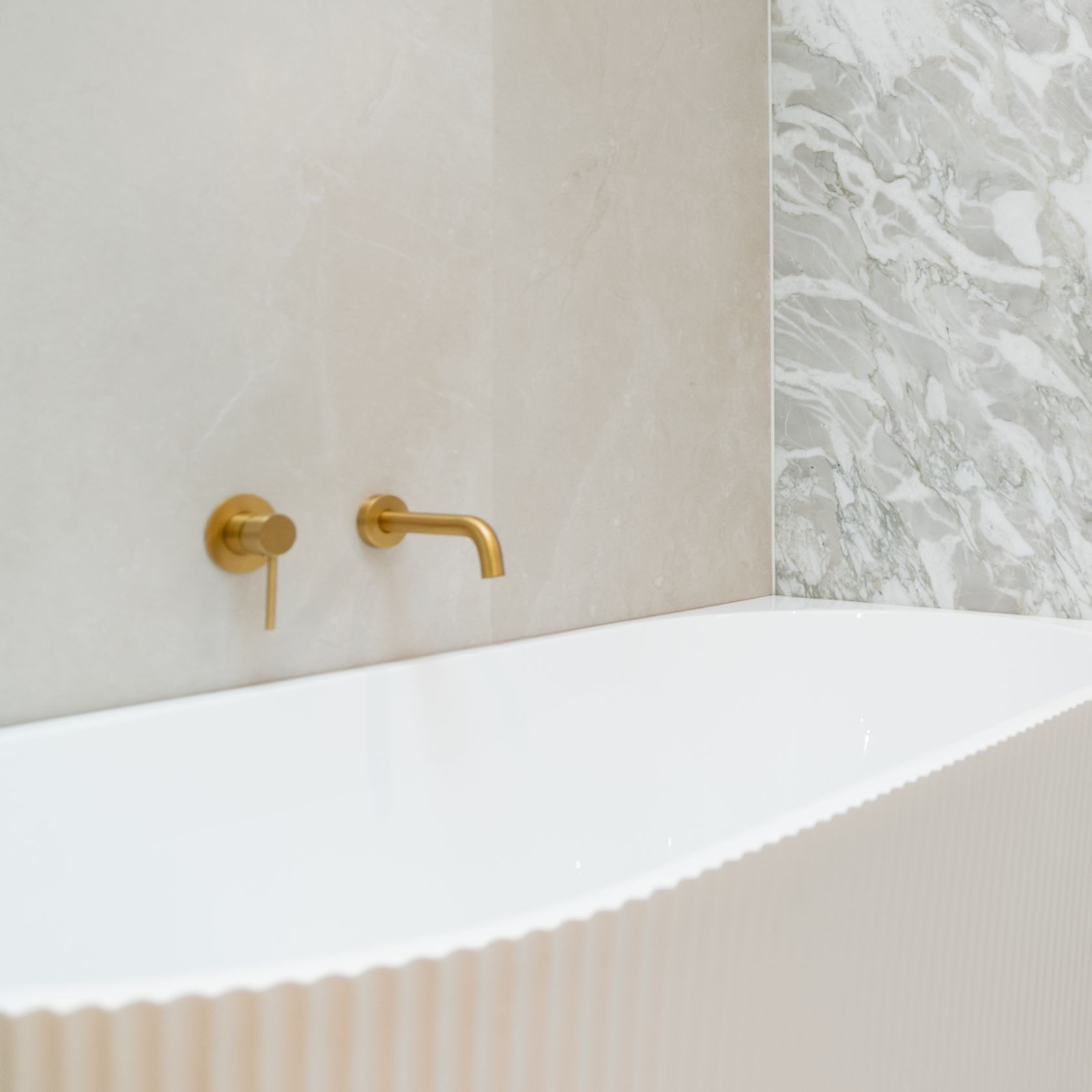 Lucid Pin Wall Mixer Brushed Brass gallery detail image