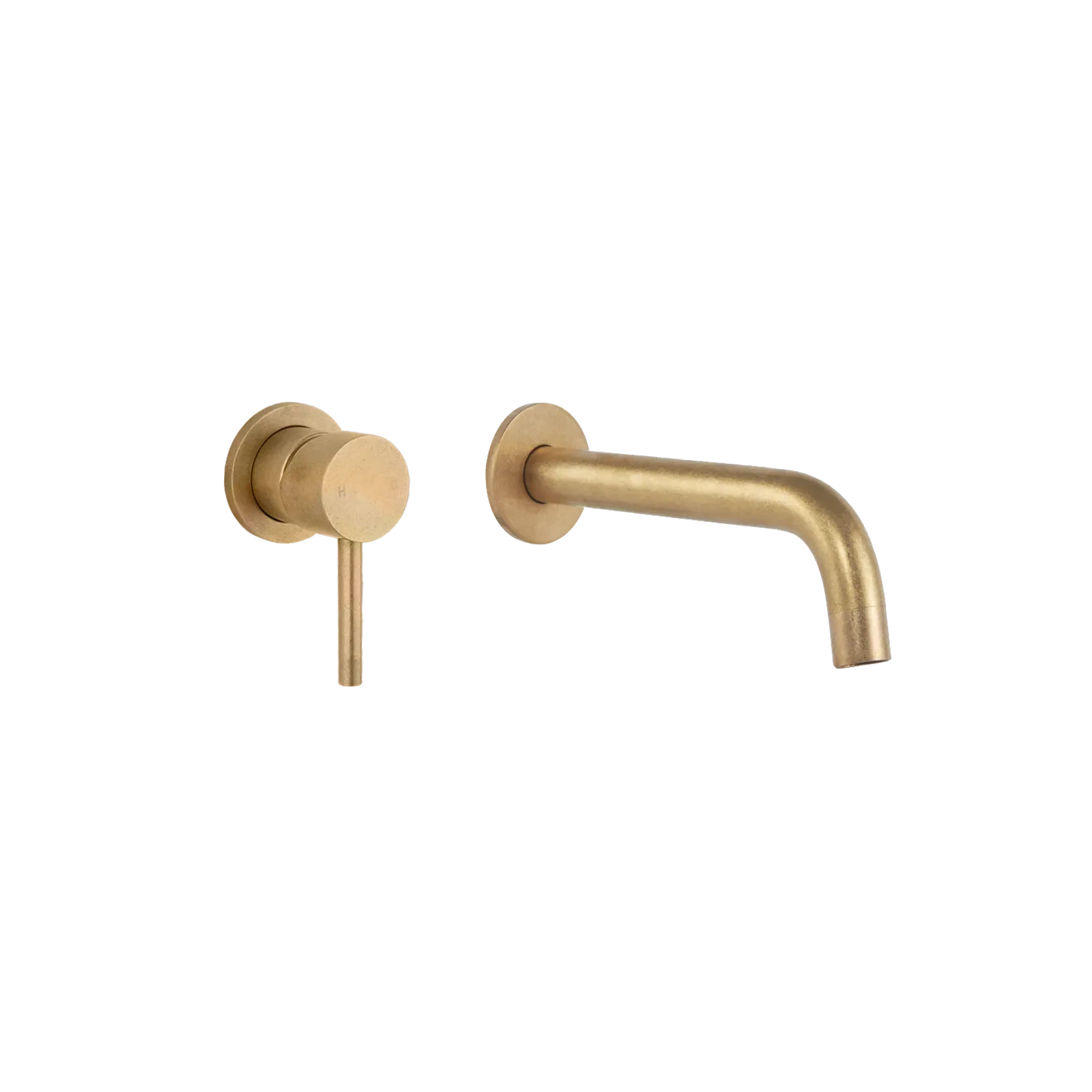 Elysian Minimal Mixer & Spout Set - Tumbled Aged Brass gallery detail image