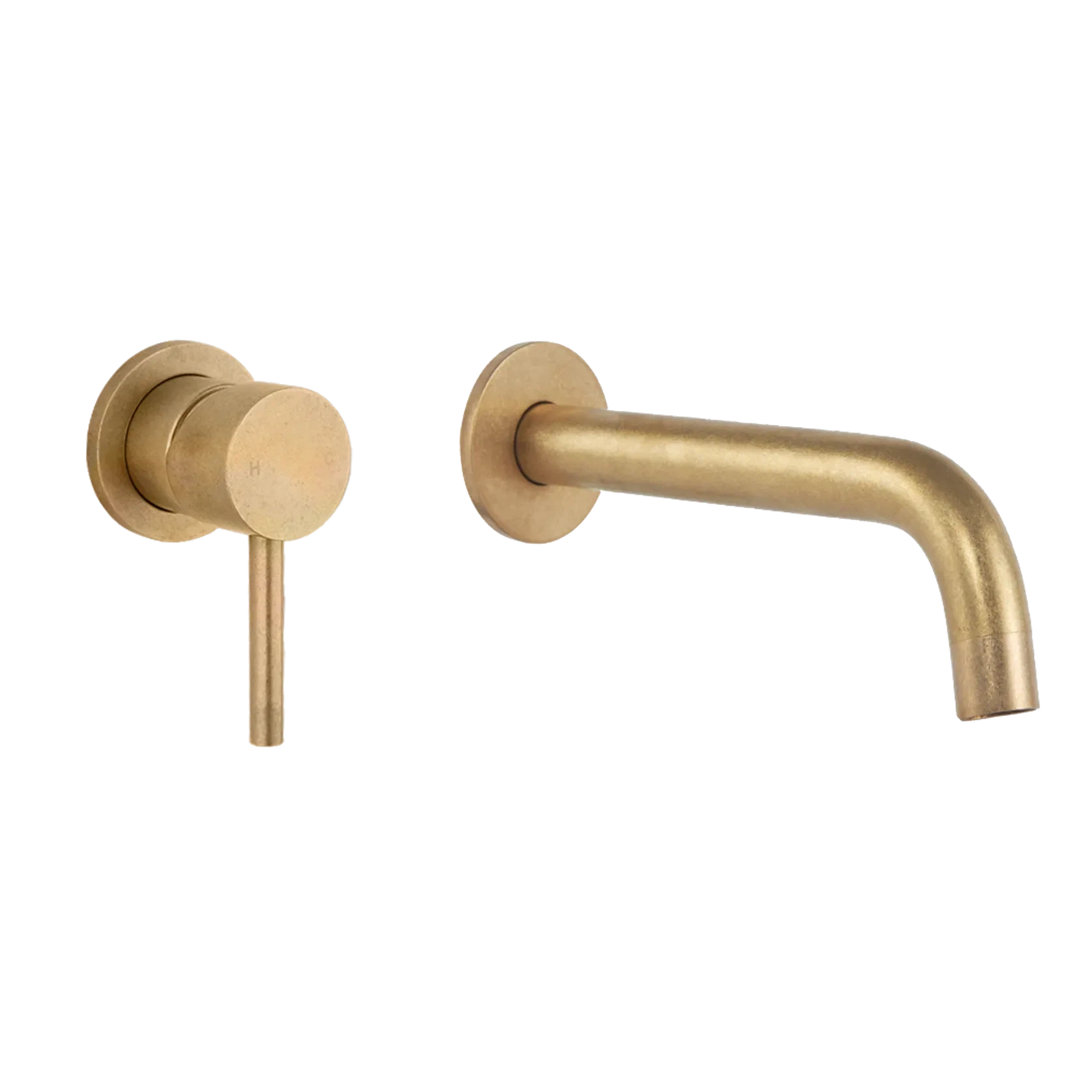 Elysian Minimal Mixer & Spout Set - Tumbled Aged Brass gallery detail image