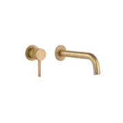 Elysian Minimal Mixer & Spout Set - Tumbled Aged Brass gallery detail image