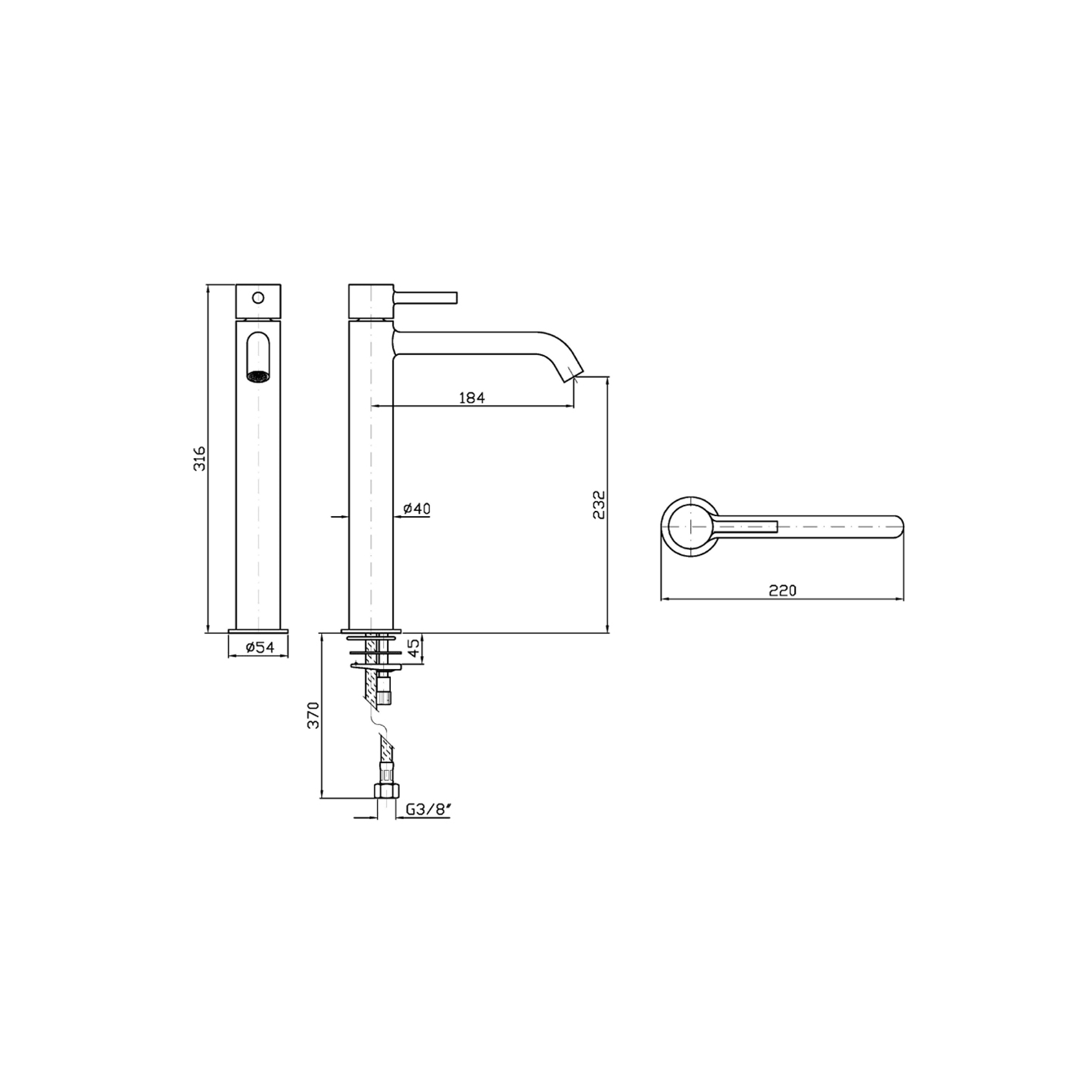 Pan S Extended Height Basin Mixer gallery detail image