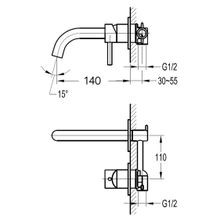 Carbon Wall Mounted Basin Mixer Short Spout Satin Black gallery detail image