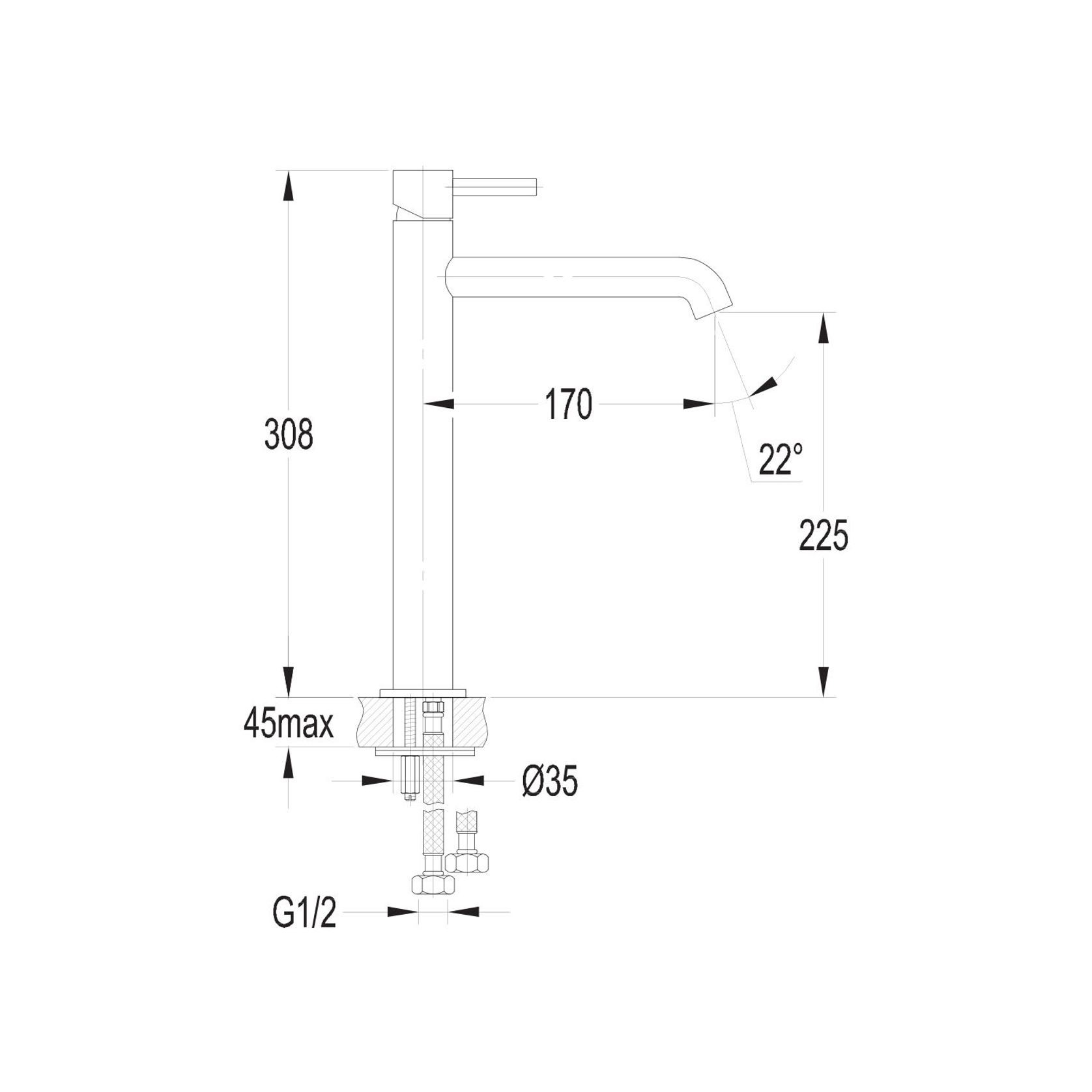 Carbon Tall Basin Mixer Satin Black gallery detail image