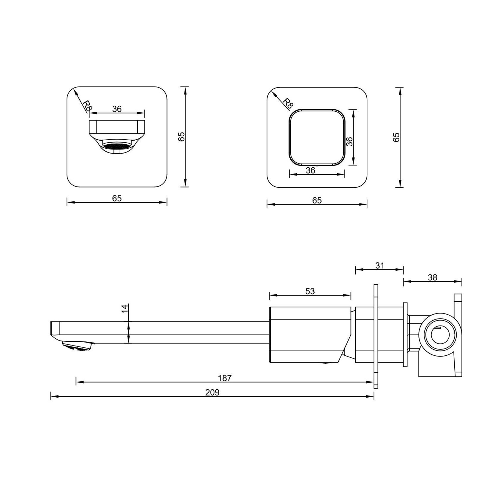 Cube Wall Mounted Basin Mixer Brushed Nickel gallery detail image