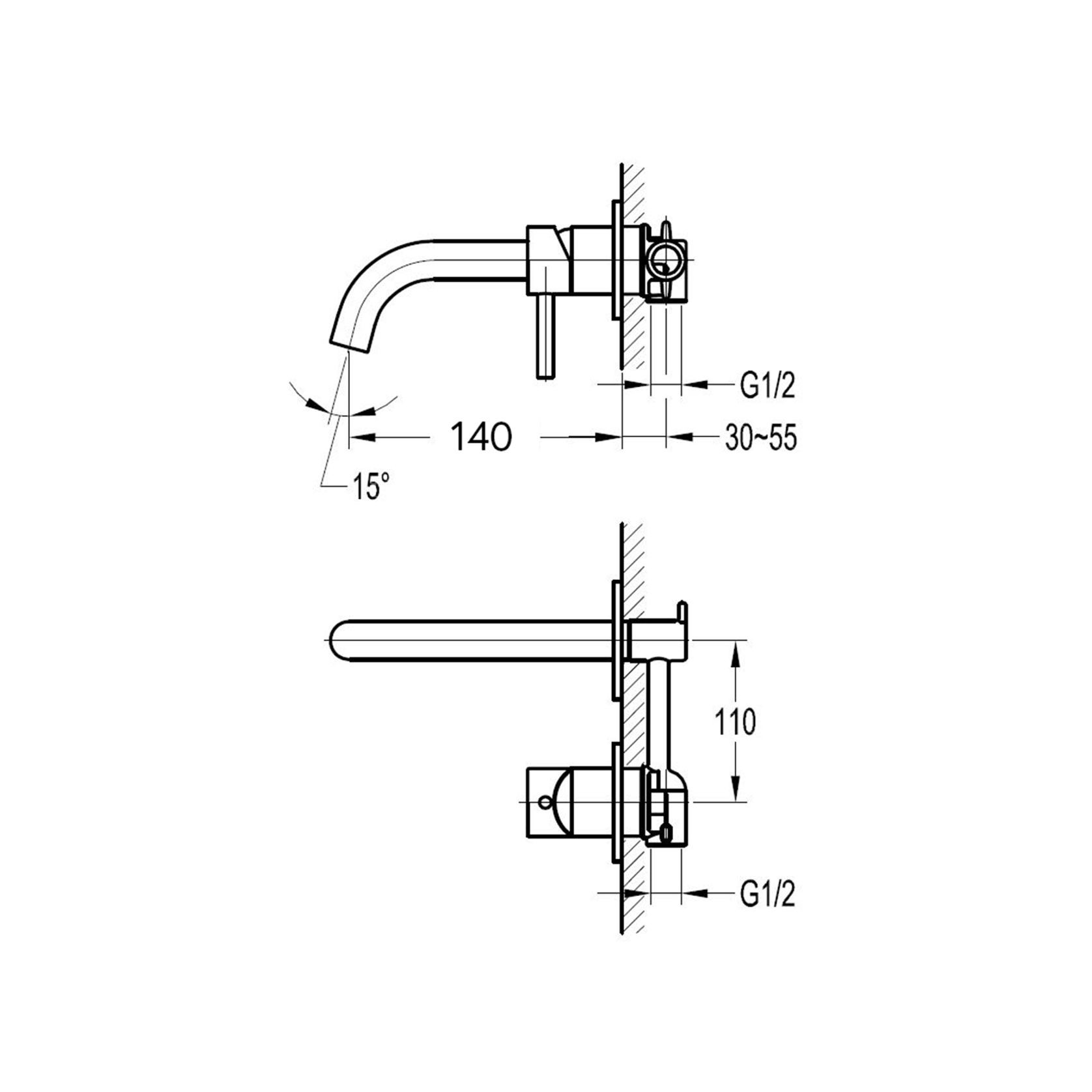 Elisa Wall Mounted Basin Mixer with Short Spout Chrome gallery detail image