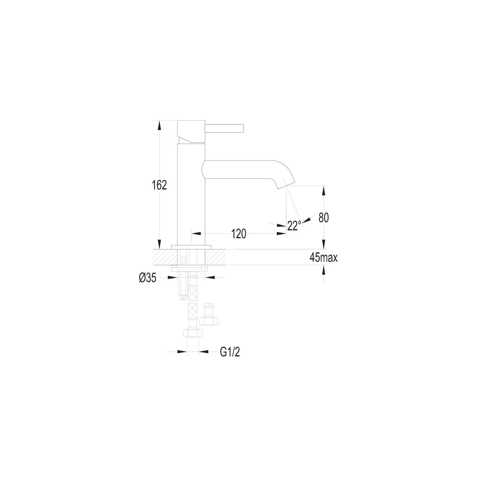 Elisa Slim Standard Basin Mixer Chrome gallery detail image