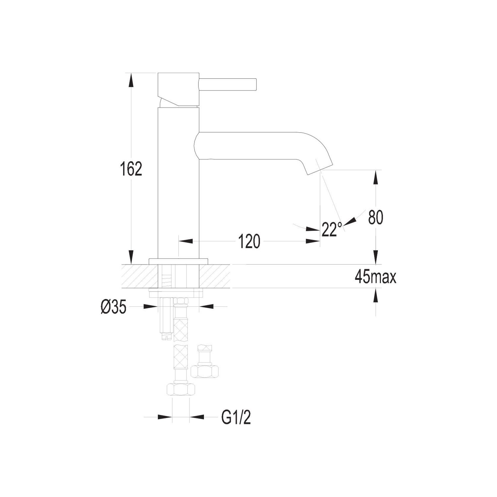 Elisa Slim Standard Basin Mixer Chrome gallery detail image