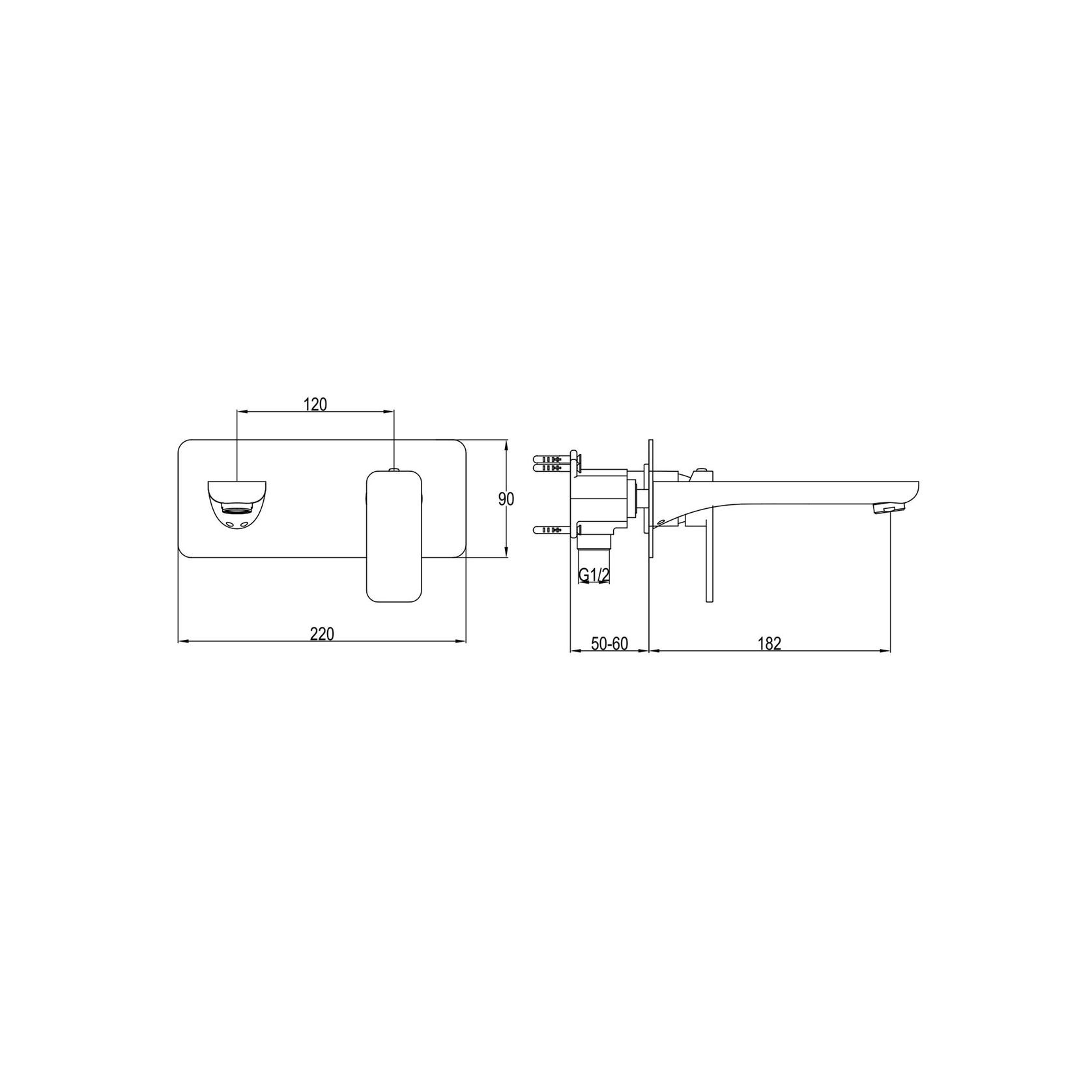Flint Wall Mounted Basin Mixer Gun Metal gallery detail image