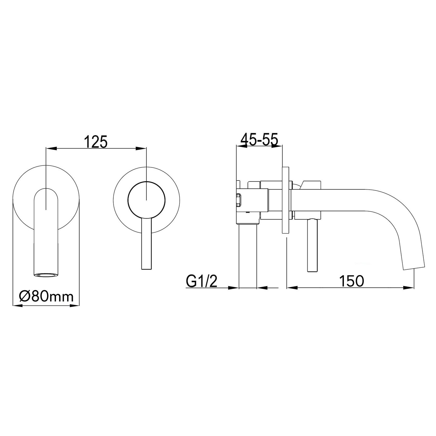Loft Wall Basin Mixer with Short Spout Chrome gallery detail image