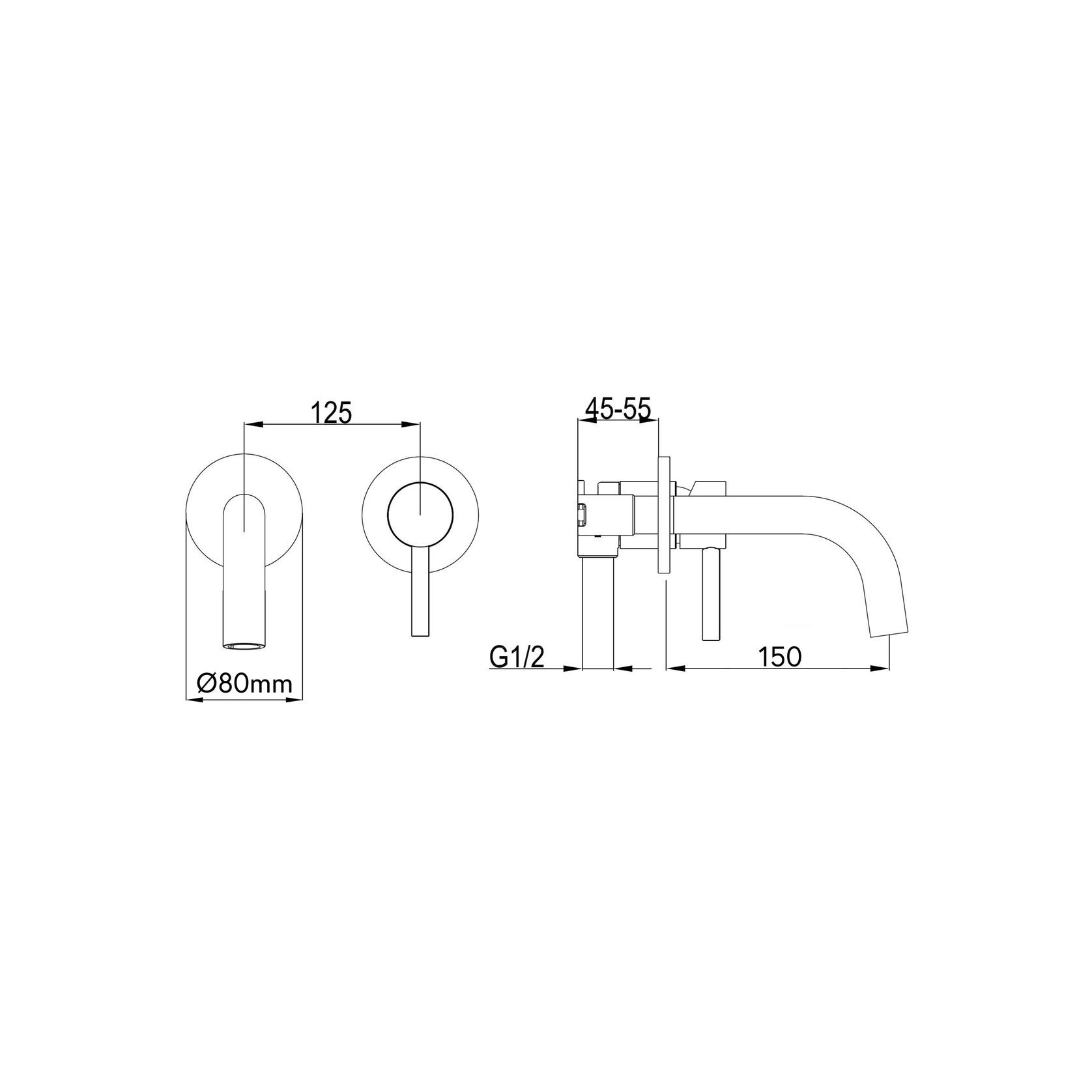 Loft Wall Basin Mixer with Short Spout Gun Metal gallery detail image