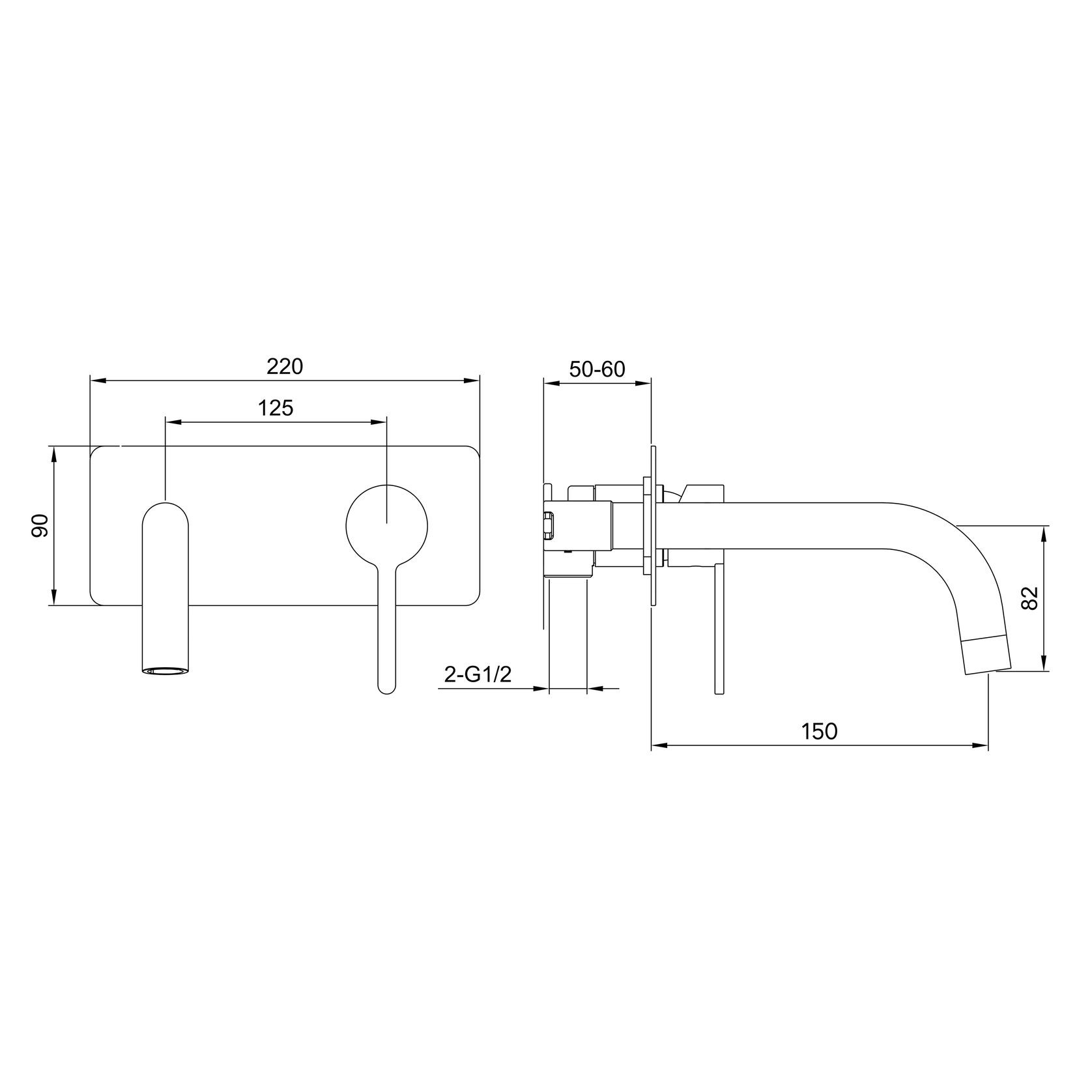 Loft Wall Basin Mixer with Short Spout Brushed Copper gallery detail image