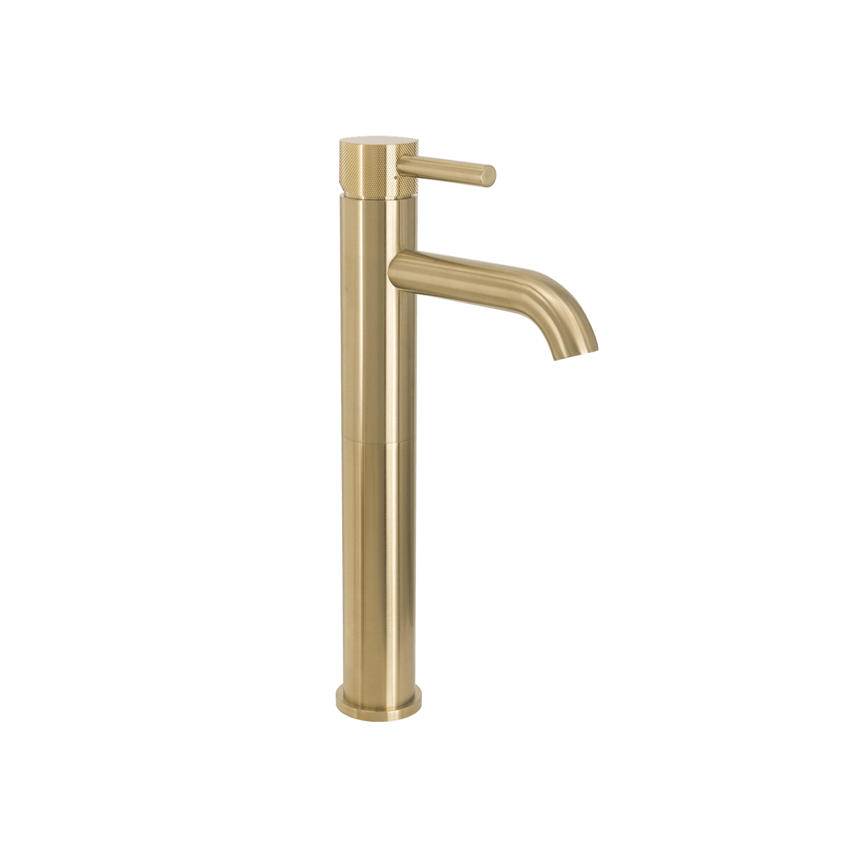 Scarab Tall Basin Mixer Brushed Gold Knurled Handle gallery detail image