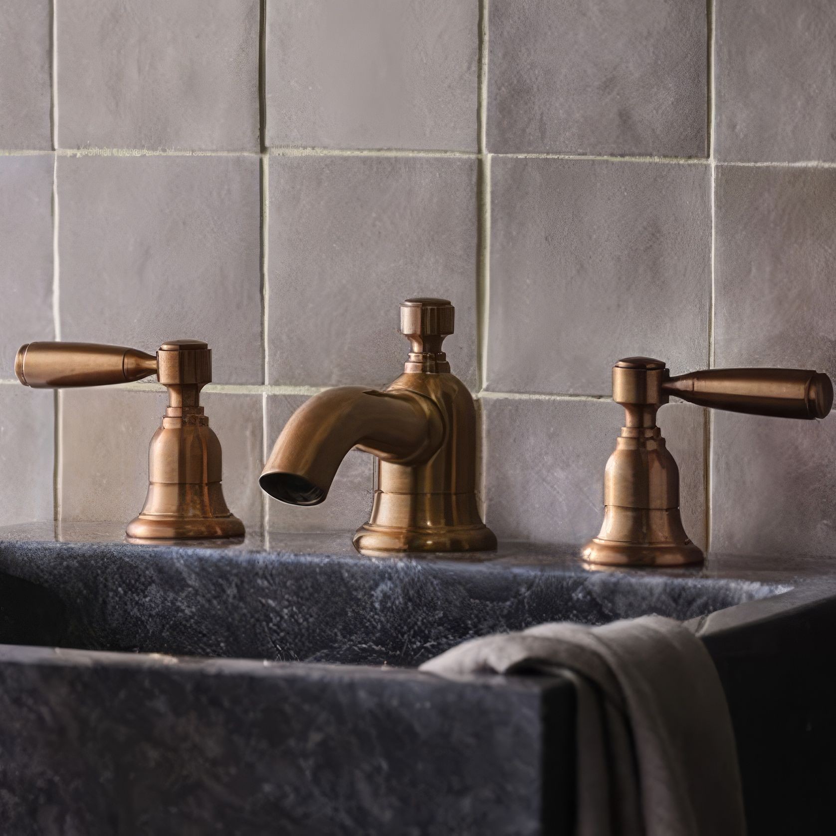 Fairfield - Metal lever basin tap with low spout gallery detail image
