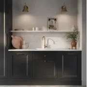 Elysian Minimal Mixer & Spout Set - Tumbled Aged Brass gallery detail image