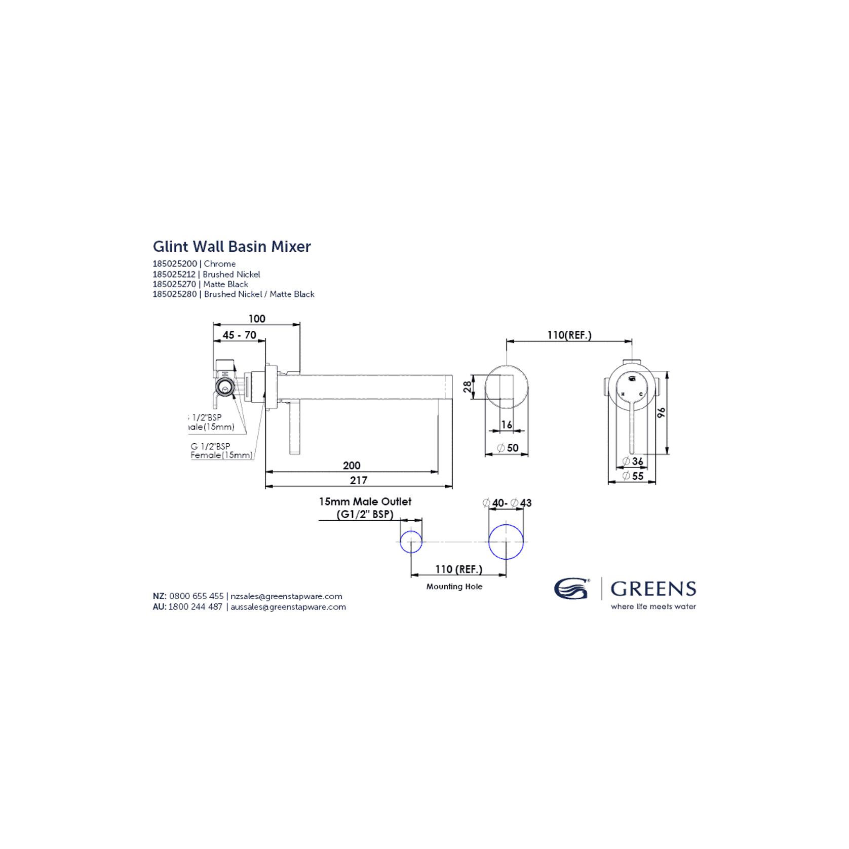 Glint Wall Basin Mixer gallery detail image