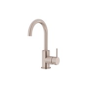 Round Gooseneck Basin Mixer With Cold Start - Champagne gallery detail image