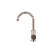 Round Gooseneck Basin Mixer With Cold Start - Champagne gallery detail image