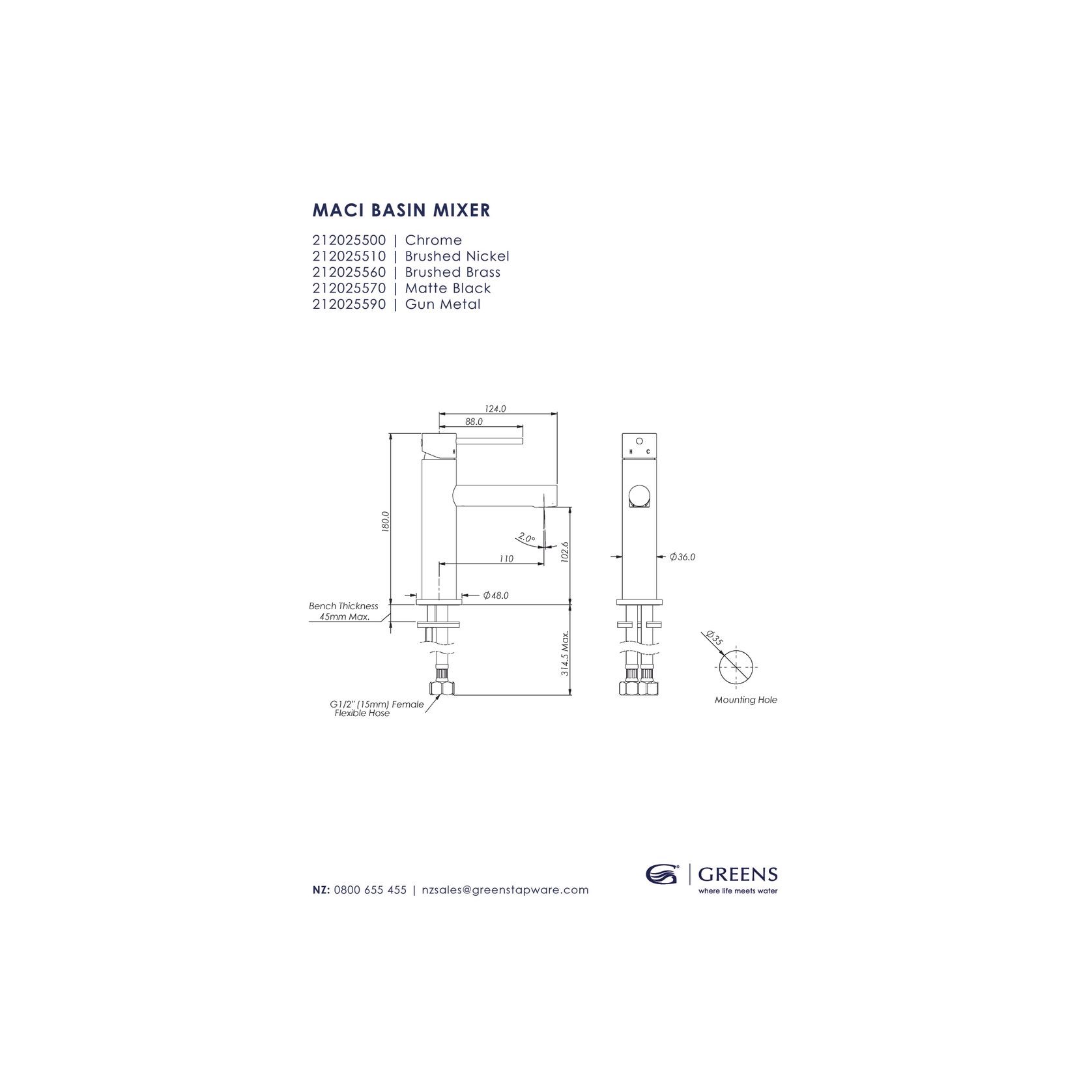 Maci Basin Mixer gallery detail image