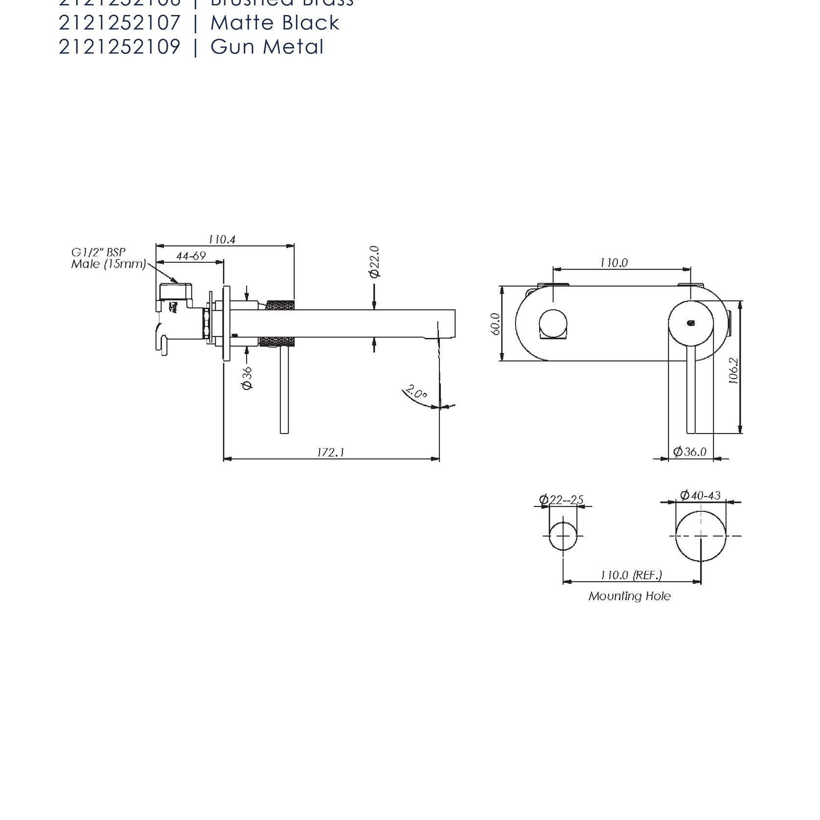 Mika Wall Basin Mixer with Faceplate gallery detail image