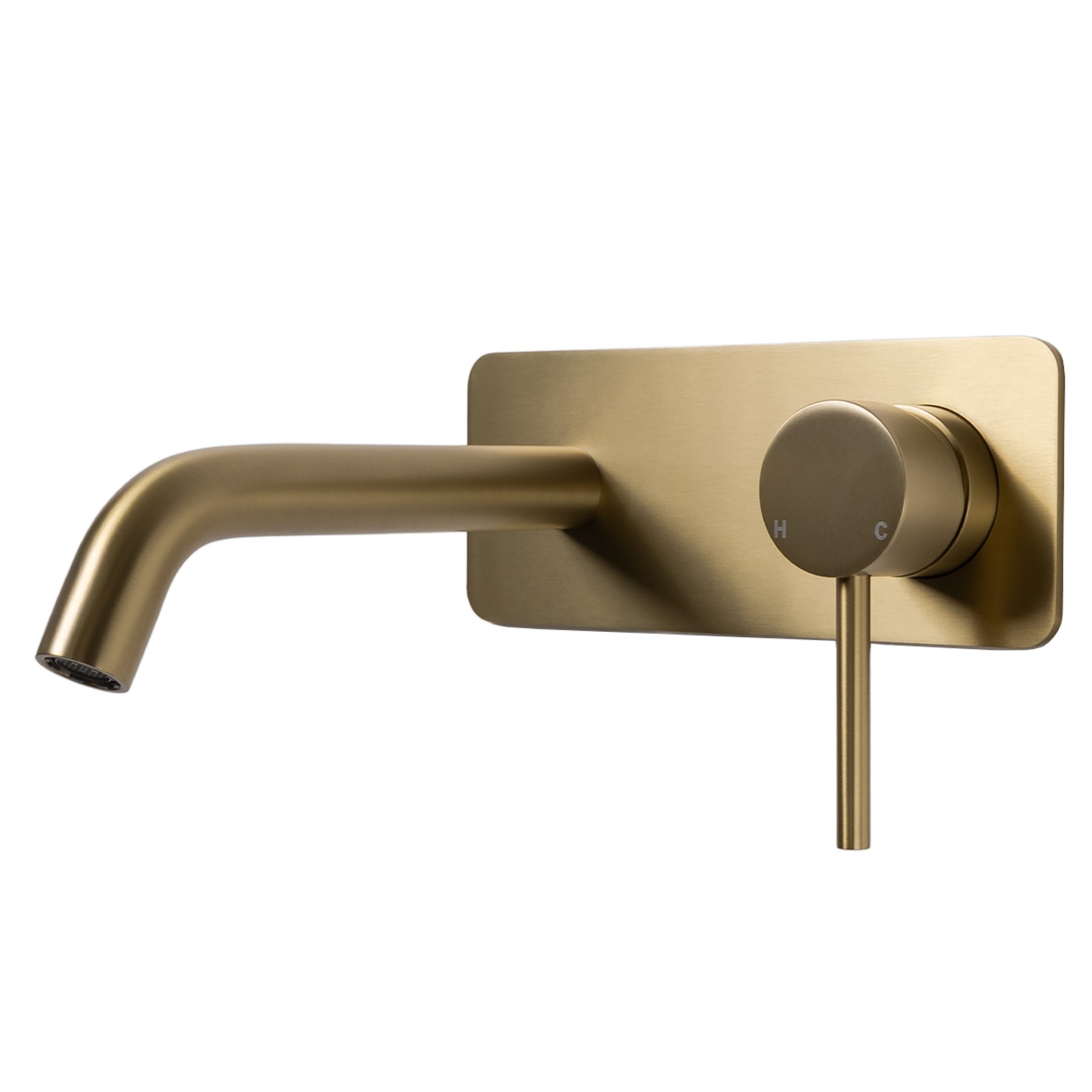 Mira Brushed Brass Gold Wall Mixer and Spout gallery detail image